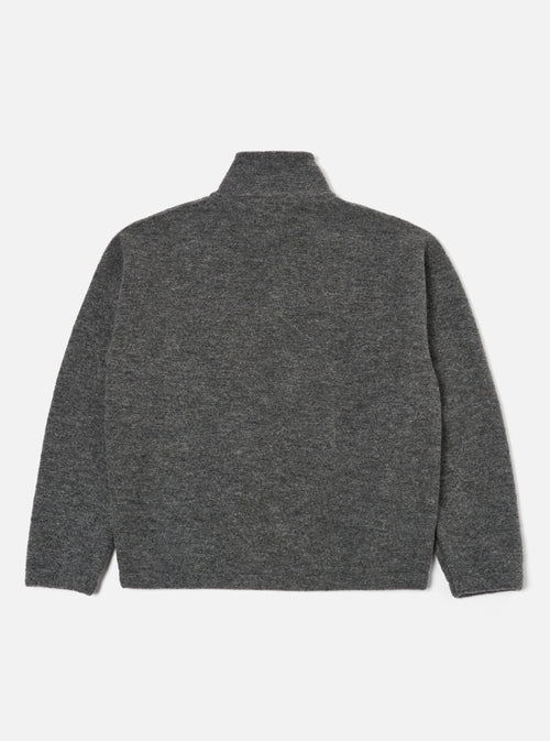 Universal Works Ramsay Quarter Zip in Grey Marl Wool Fleece