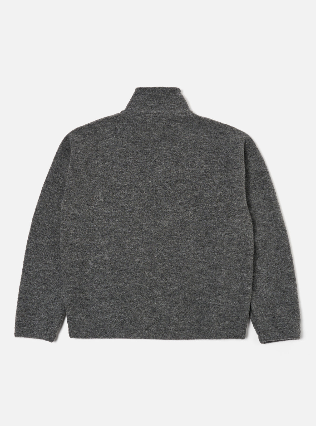 Universal Works Ramsay Quarter Zip in Grey Marl Wool Fleece