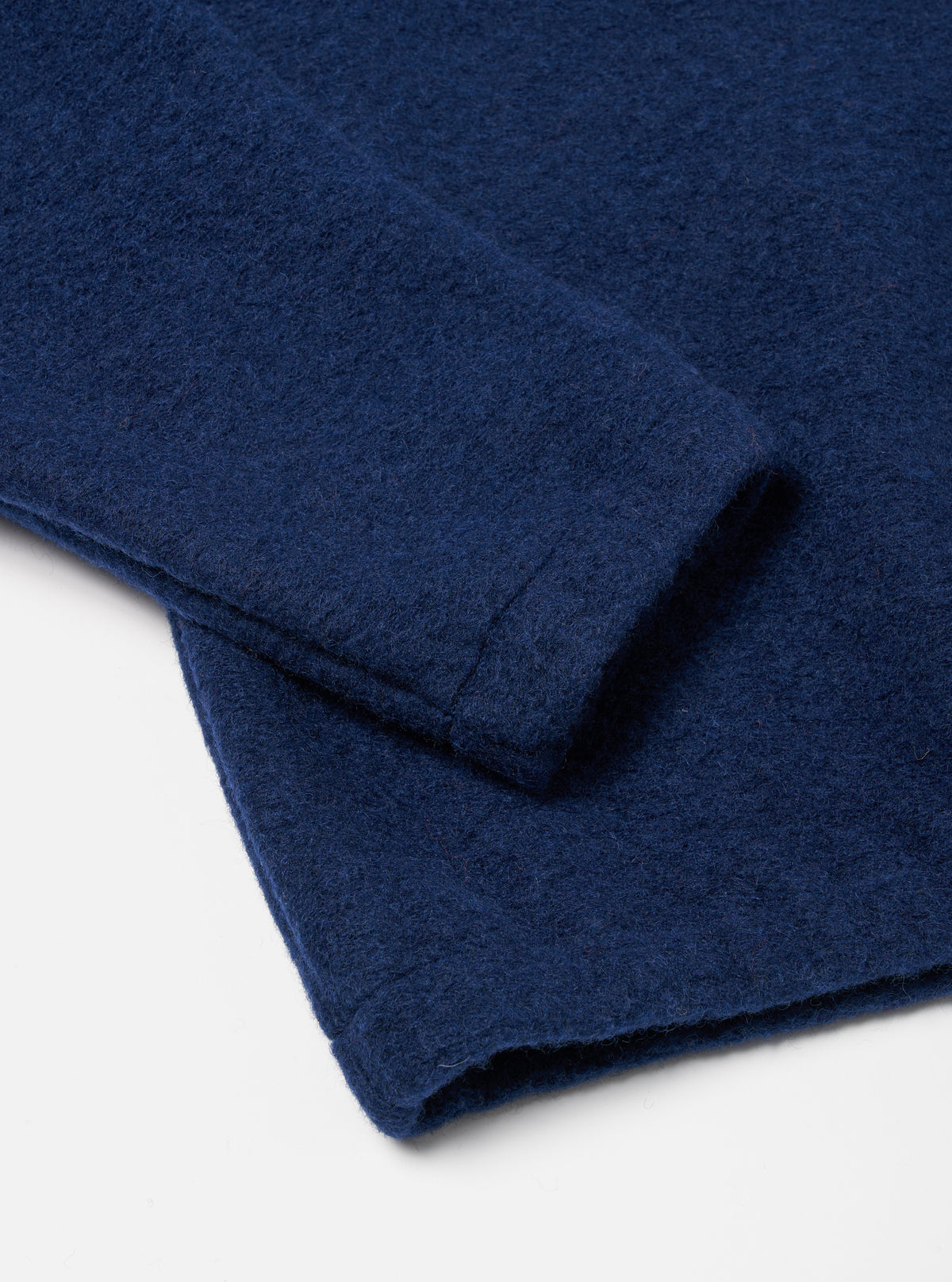 Universal Works Ramsay Quarter Zip in Indigo Wool Fleece