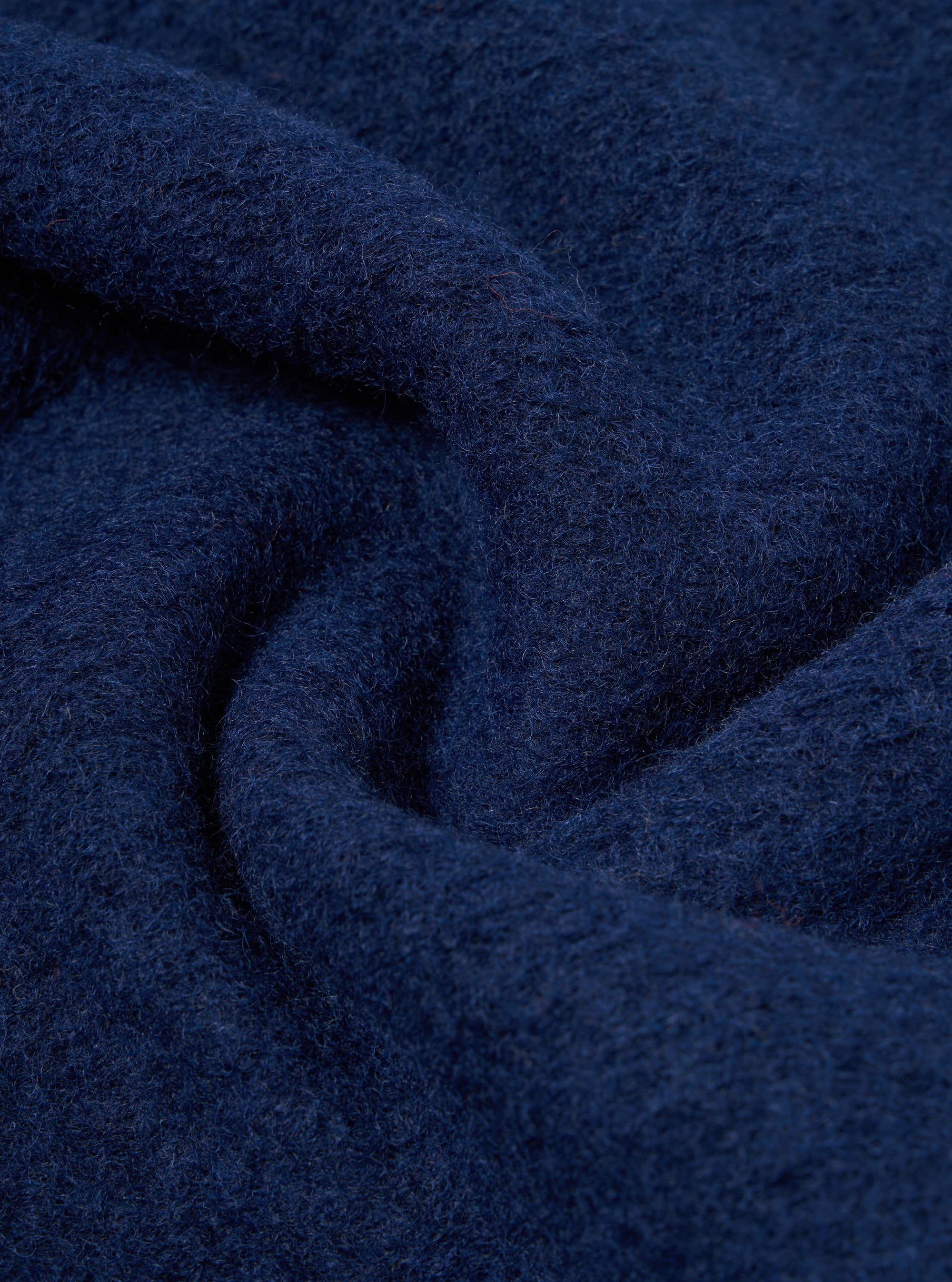 Universal Works Ramsay Quarter Zip in Indigo Wool Fleece