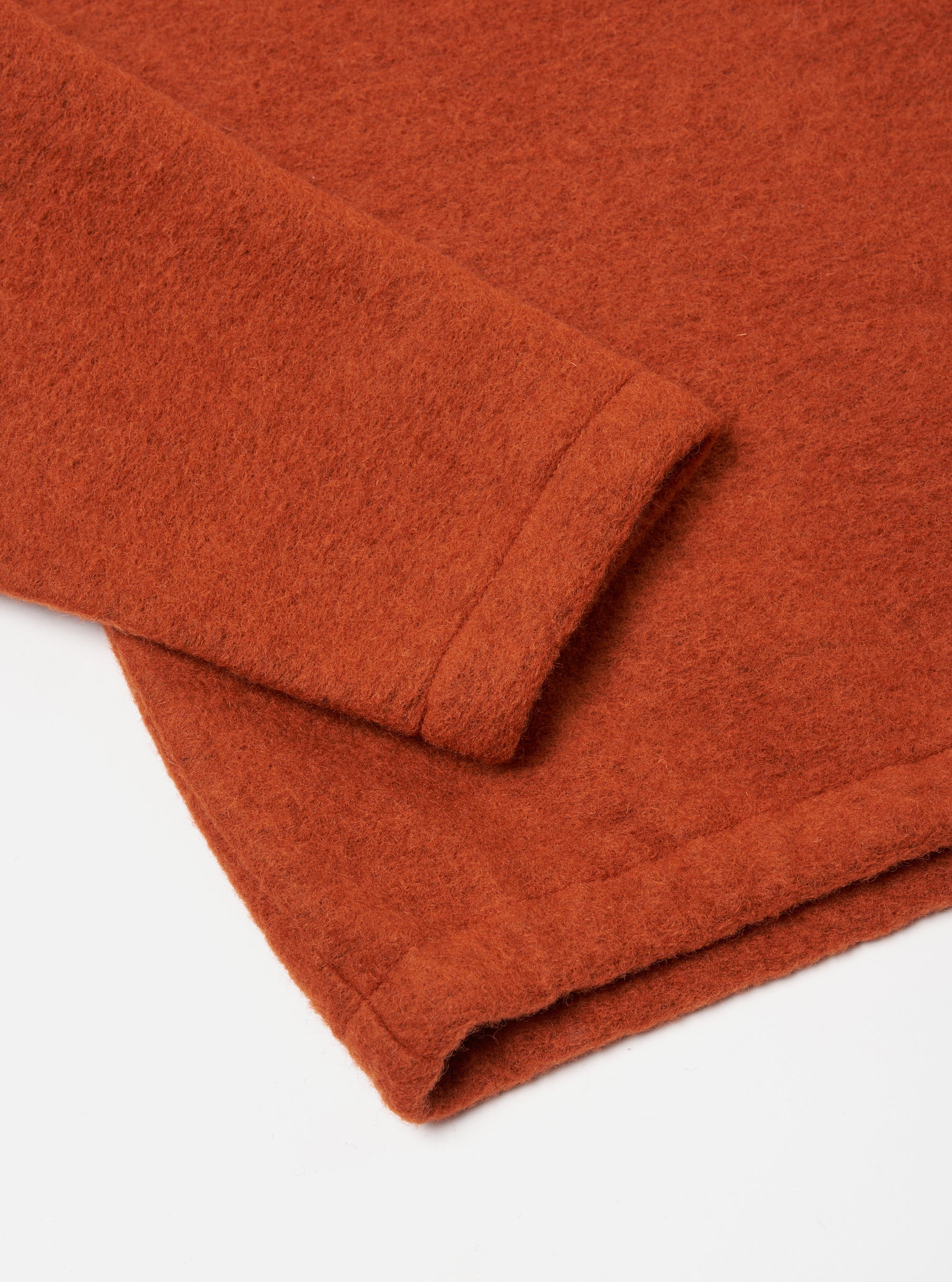 Universal Works Ramsay Quarter Zip in Orange Wool Fleece