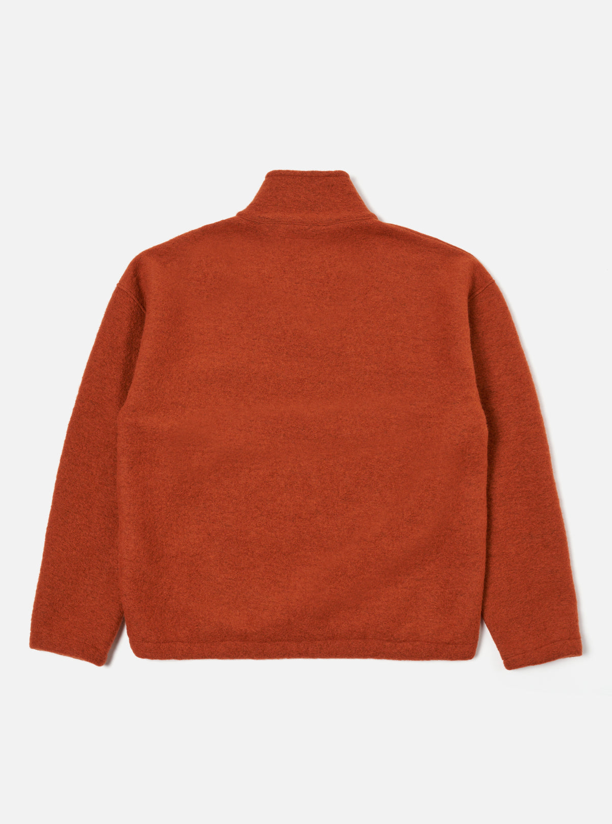 Universal Works Ramsay Quarter Zip in Orange Wool Fleece