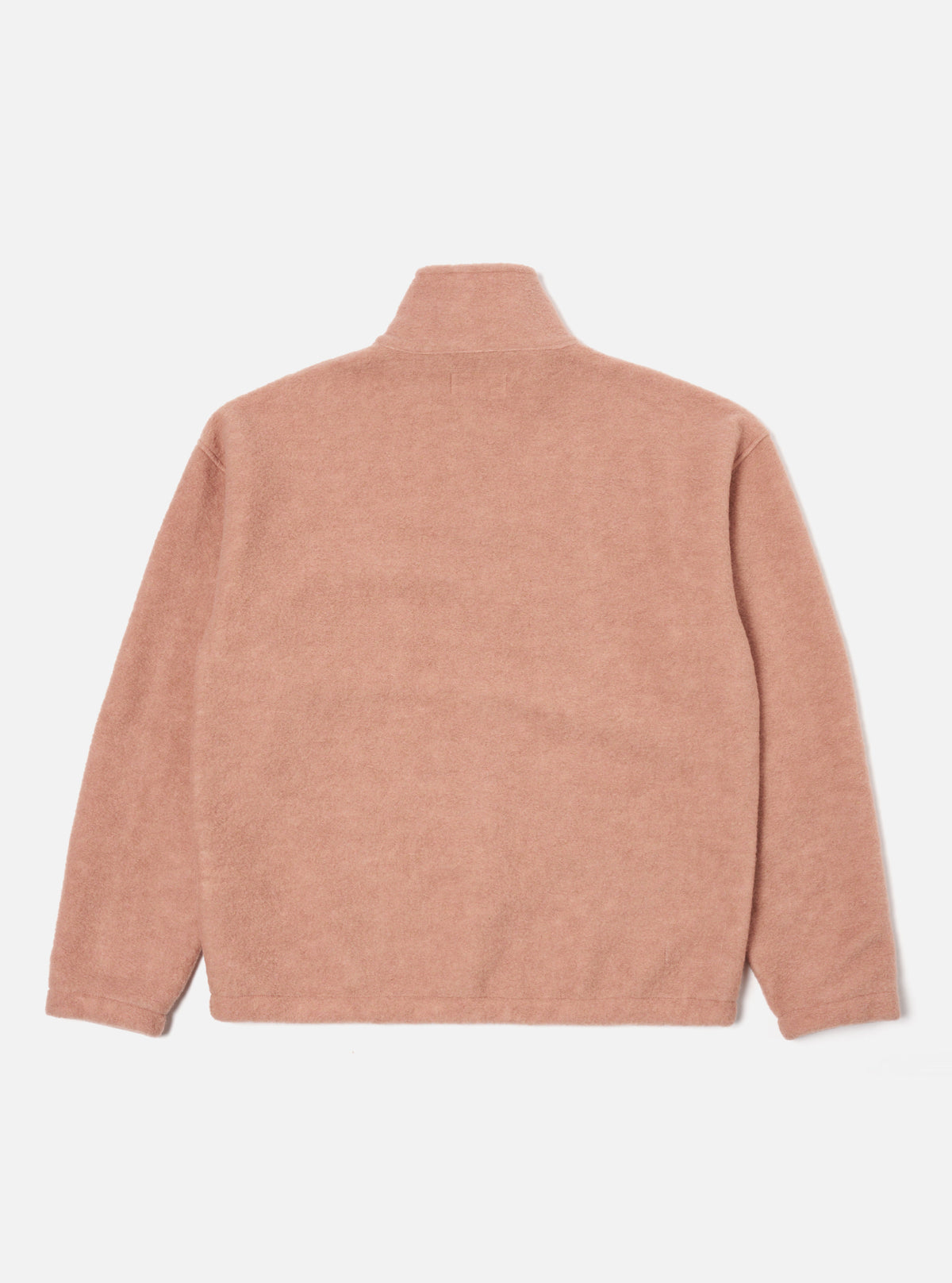 Universal Works Ramsay Quarter Zip in Pink Wool Fleece