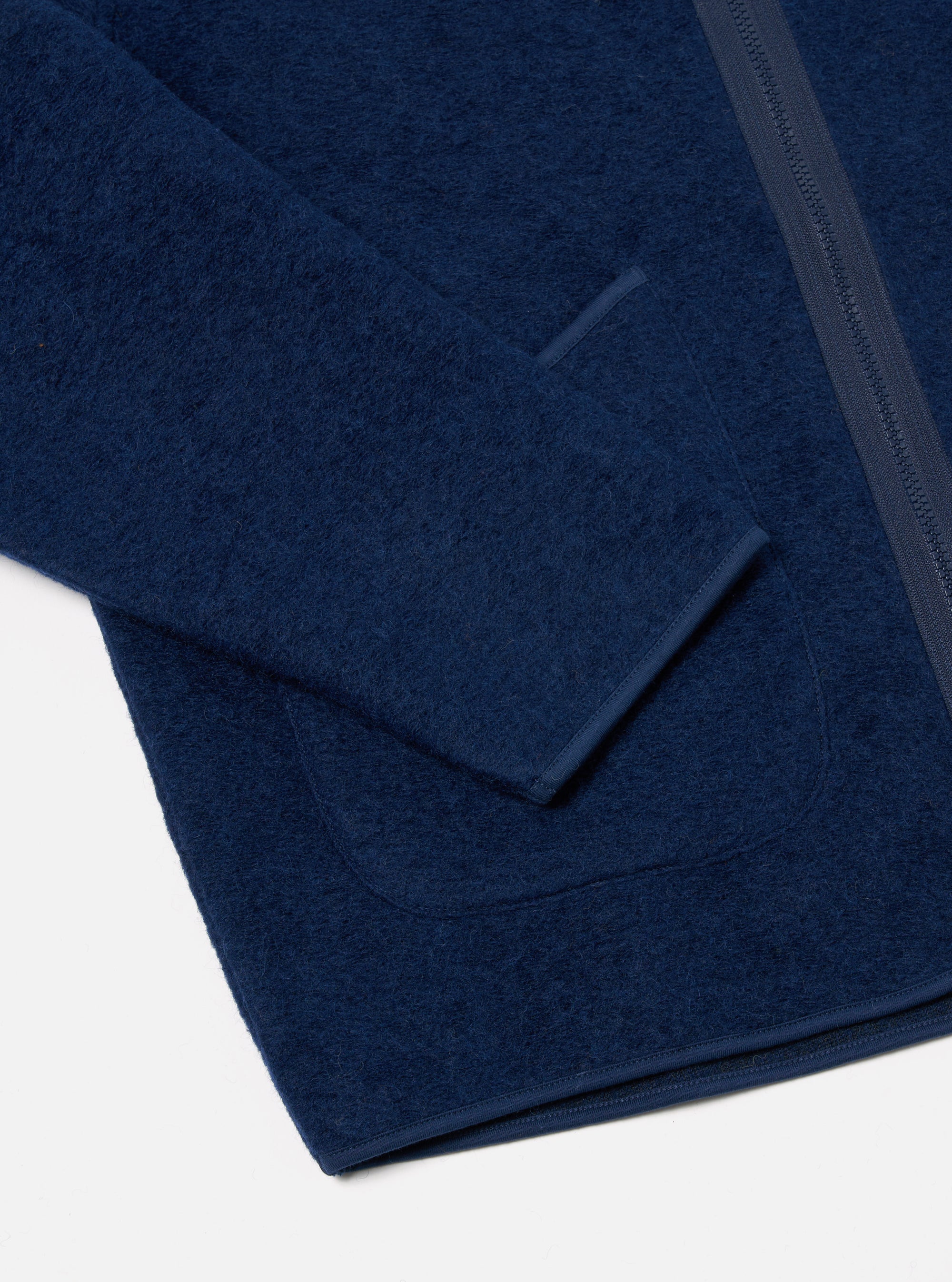 Universal Works Zip Liner Jacket in Indigo Wool Fleece