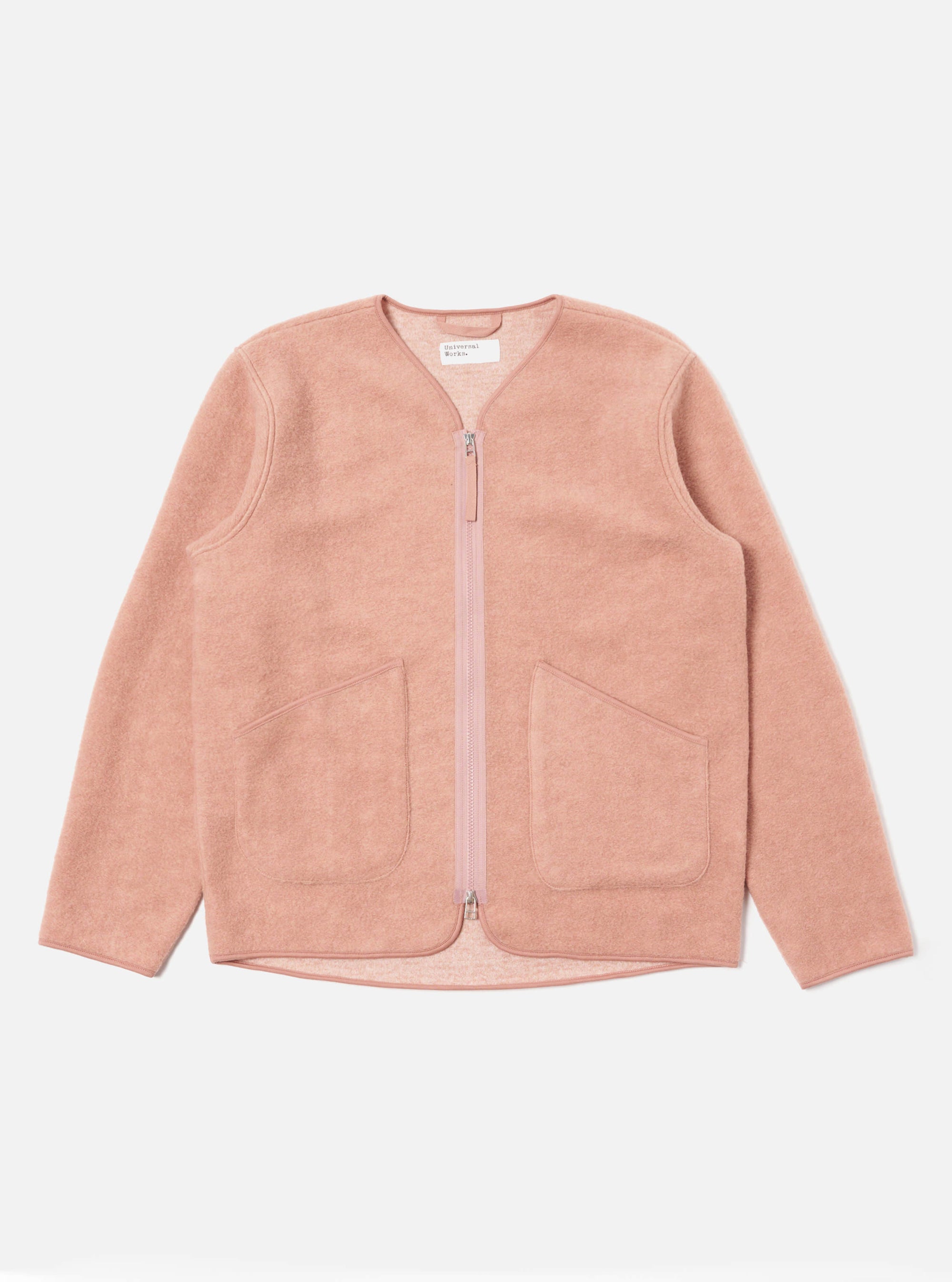 Universal Works Zip Liner Jacket in Pink Wool Fleece