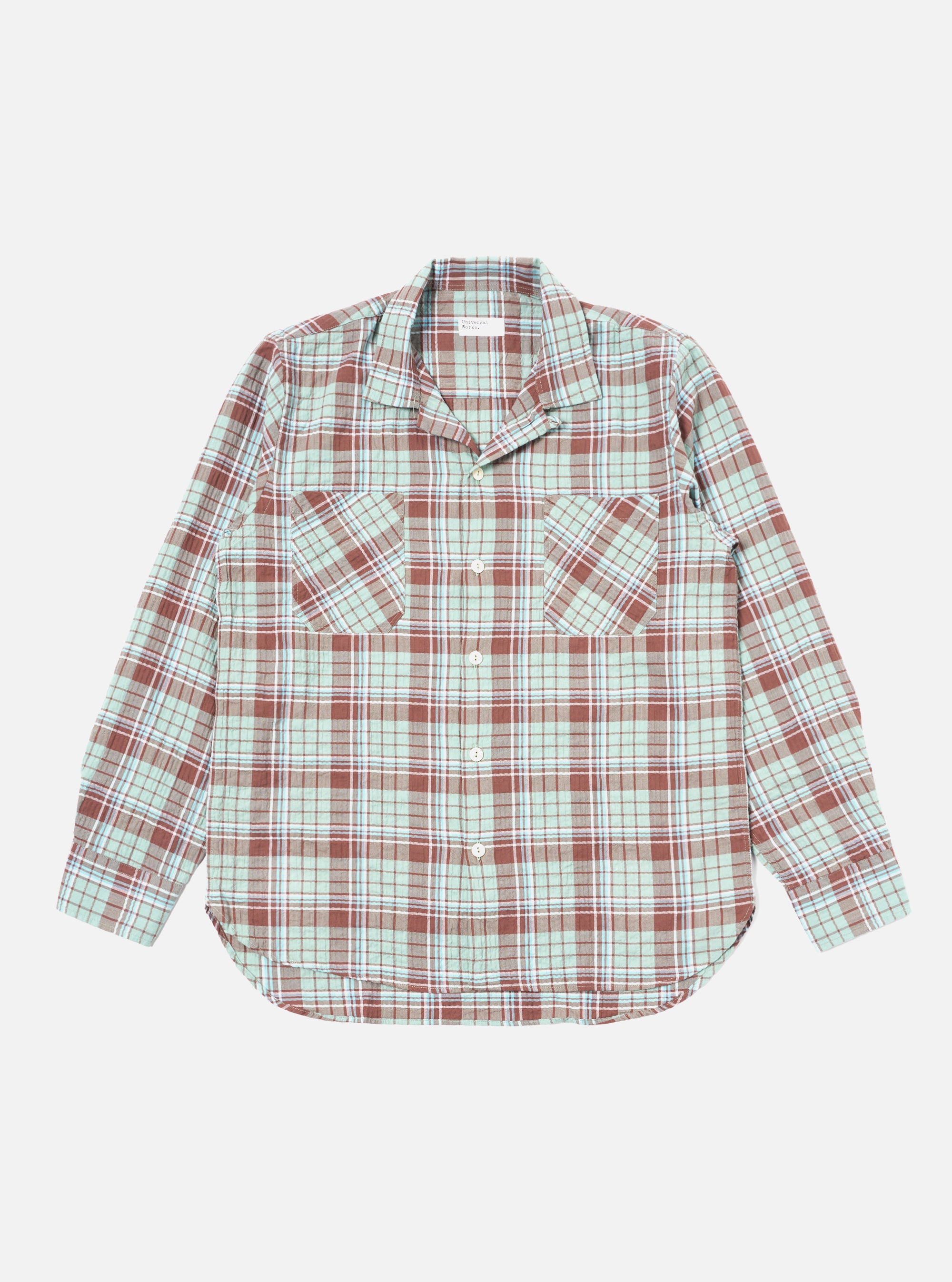 Universal Works Work Shirt in Brown/Pistachio Pattin Check