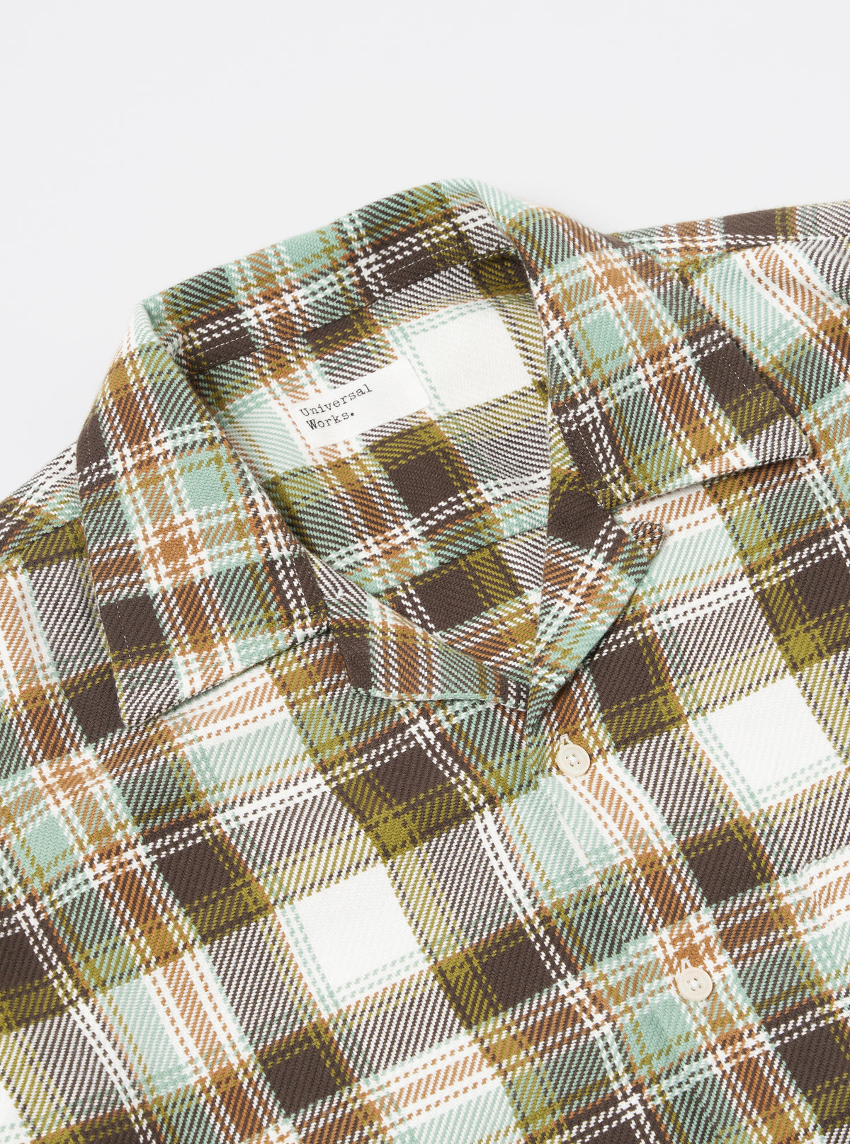 Universal Works L/S Camp Shirt in Pistachio Tahoe Check