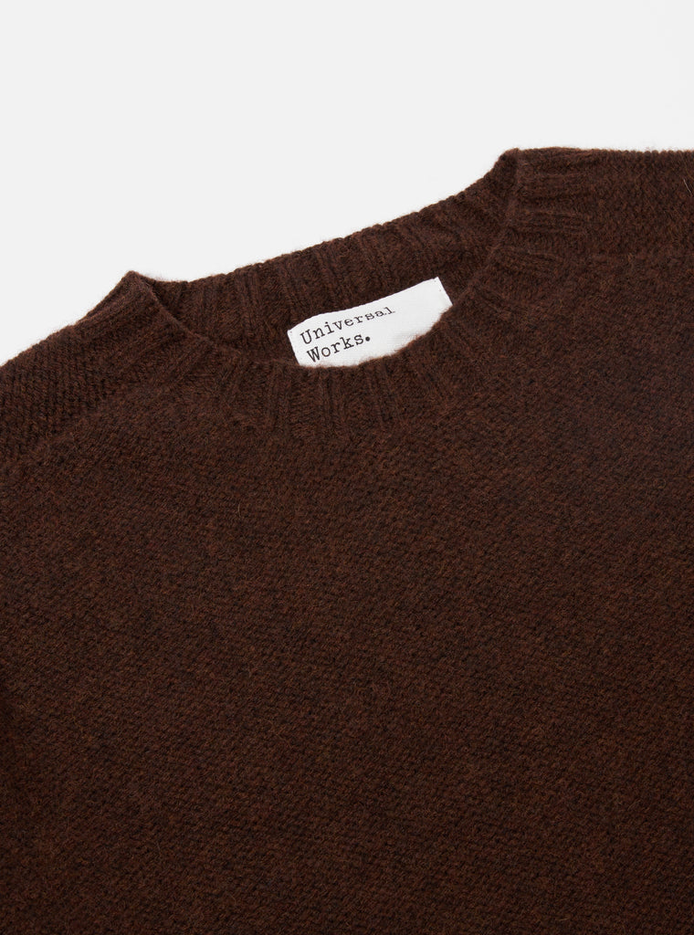 Universal Works Seamless Crew in Coffee Supersoft Knit