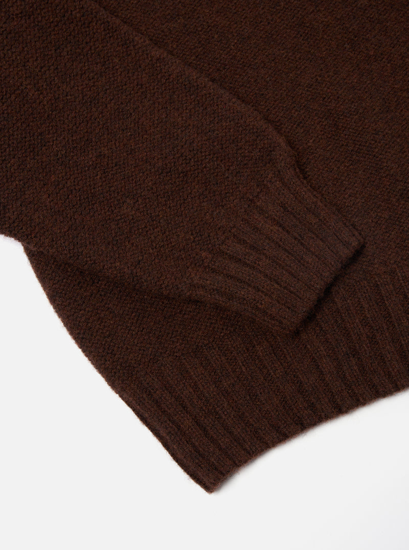 Universal Works Seamless Crew in Coffee Supersoft Knit