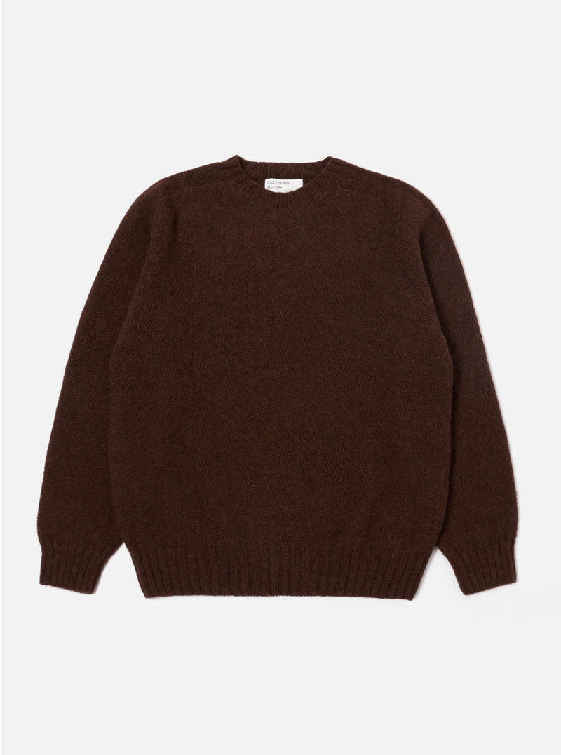 Universal Works Seamless Crew in Coffee Supersoft Knit