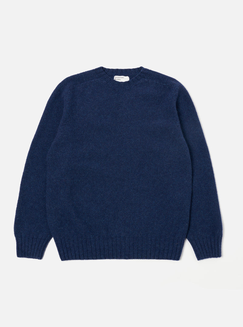 Universal Works Seamless Crew in Indigo Supersoft Knit