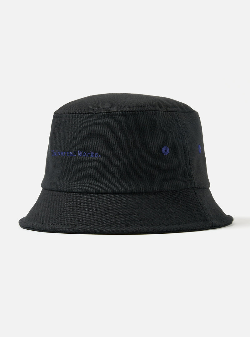 Universal Works Lewis Hat in Black Canvas