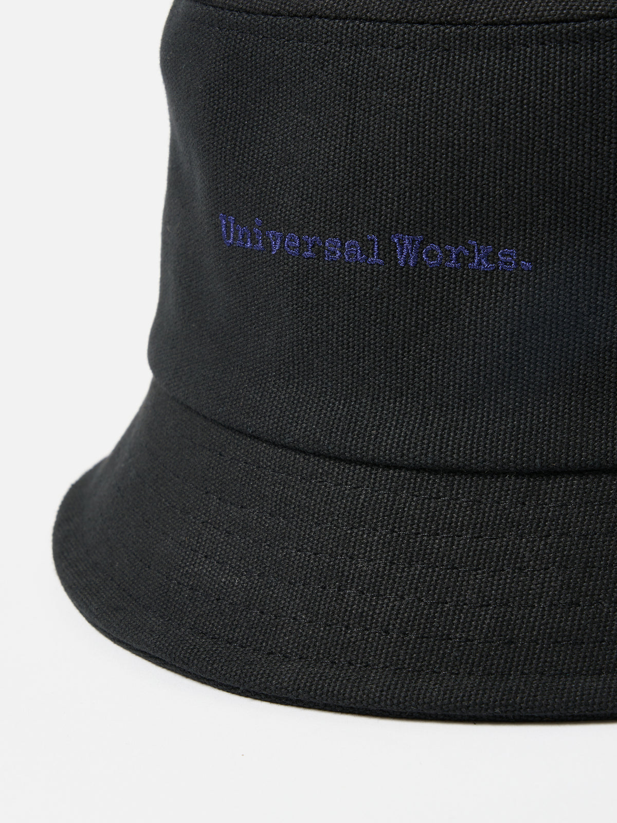 Universal Works Lewis Hat in Black Canvas