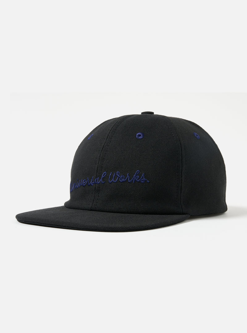 Universal Works Baseball Hat in Black Canvas