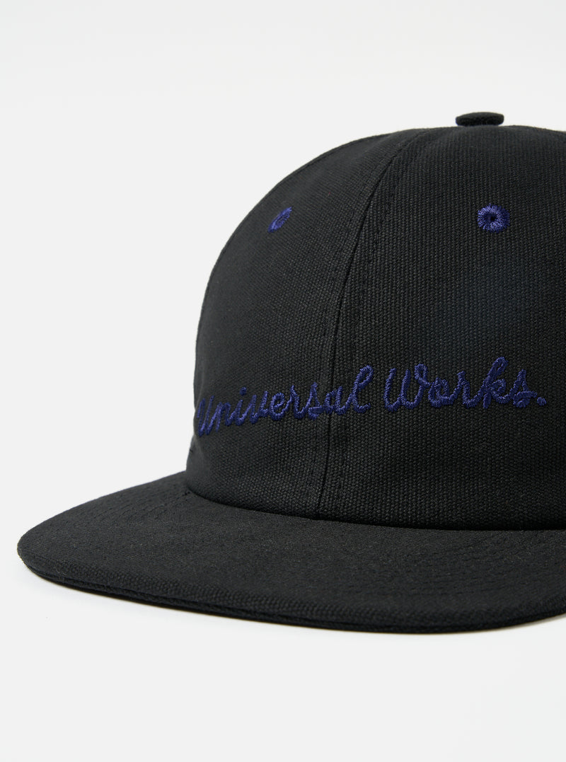 Universal Works Baseball Hat in Black Canvas