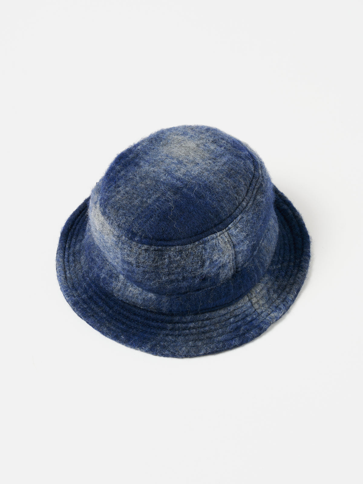 Universal Works Bucket Hat in Navy/Grey Fresco Fleece