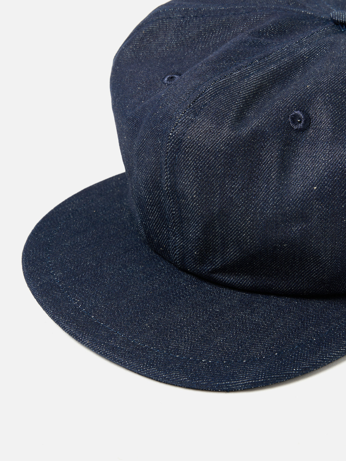 Universal Works Cricket Cap in Indigo 13oz Selvedge Denim