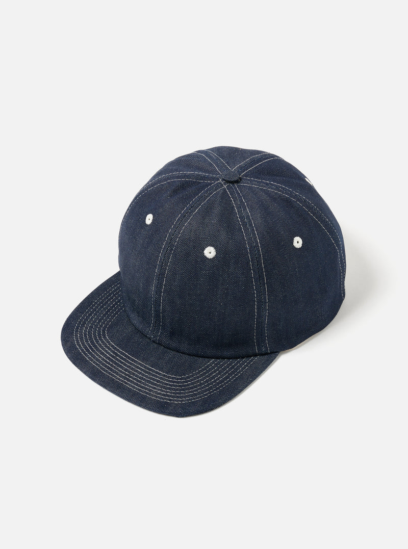 Universal Works Baseball Hat in Indigo 13oz Selvedge Denim