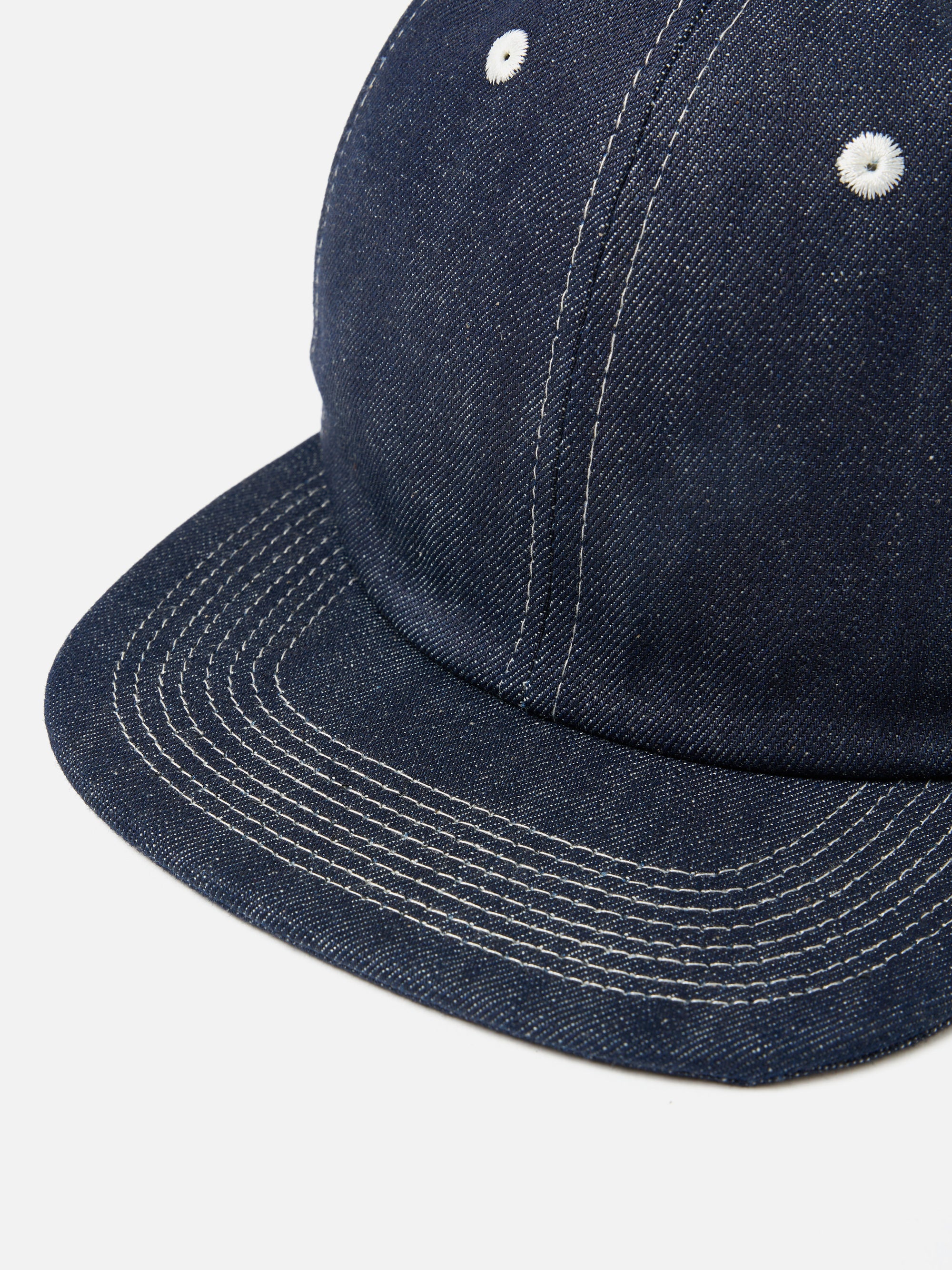 Universal Works Baseball Hat in Indigo 13oz Selvedge Denim