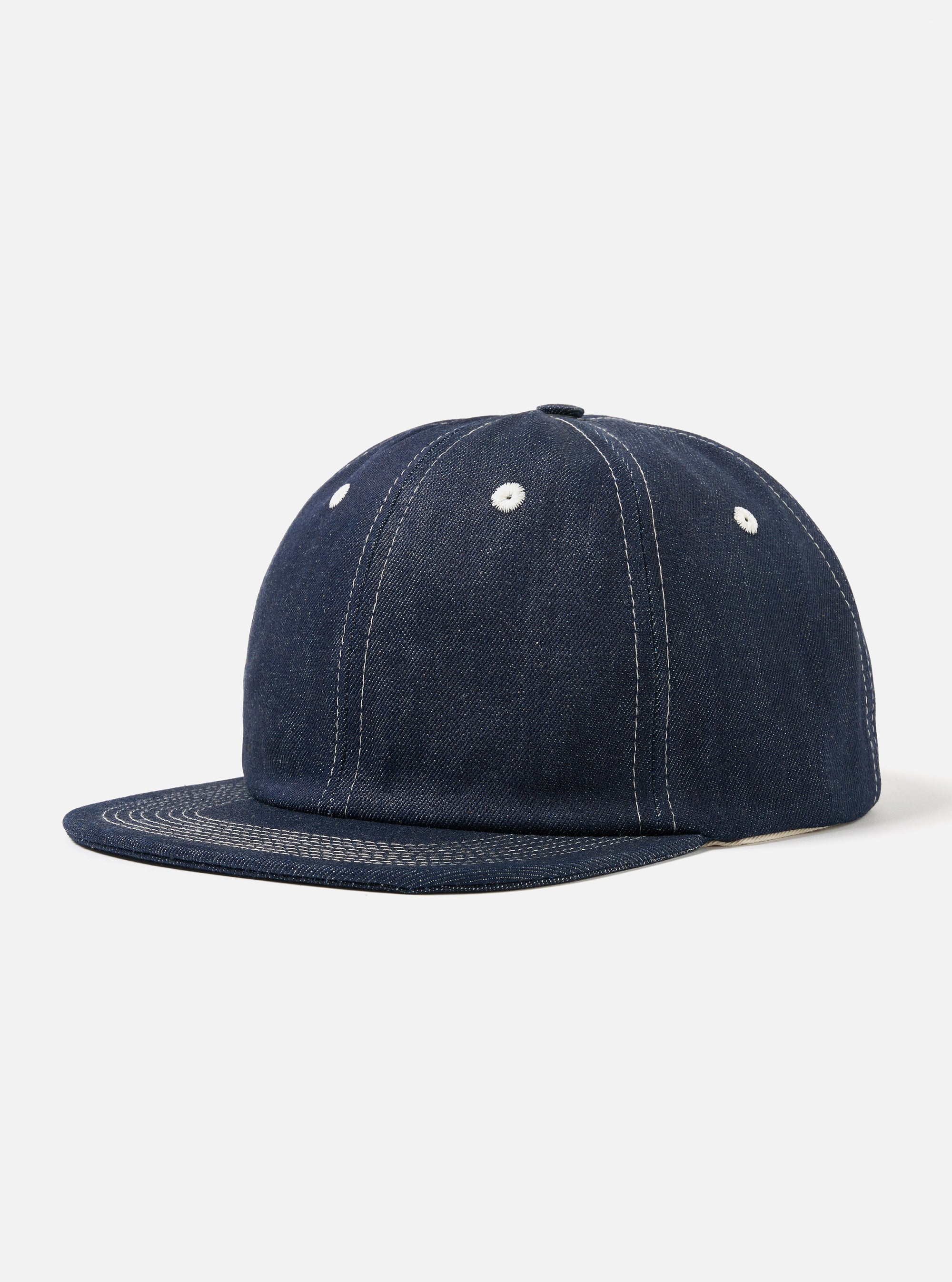 Universal Works Baseball Hat in Indigo 13oz Selvedge Denim