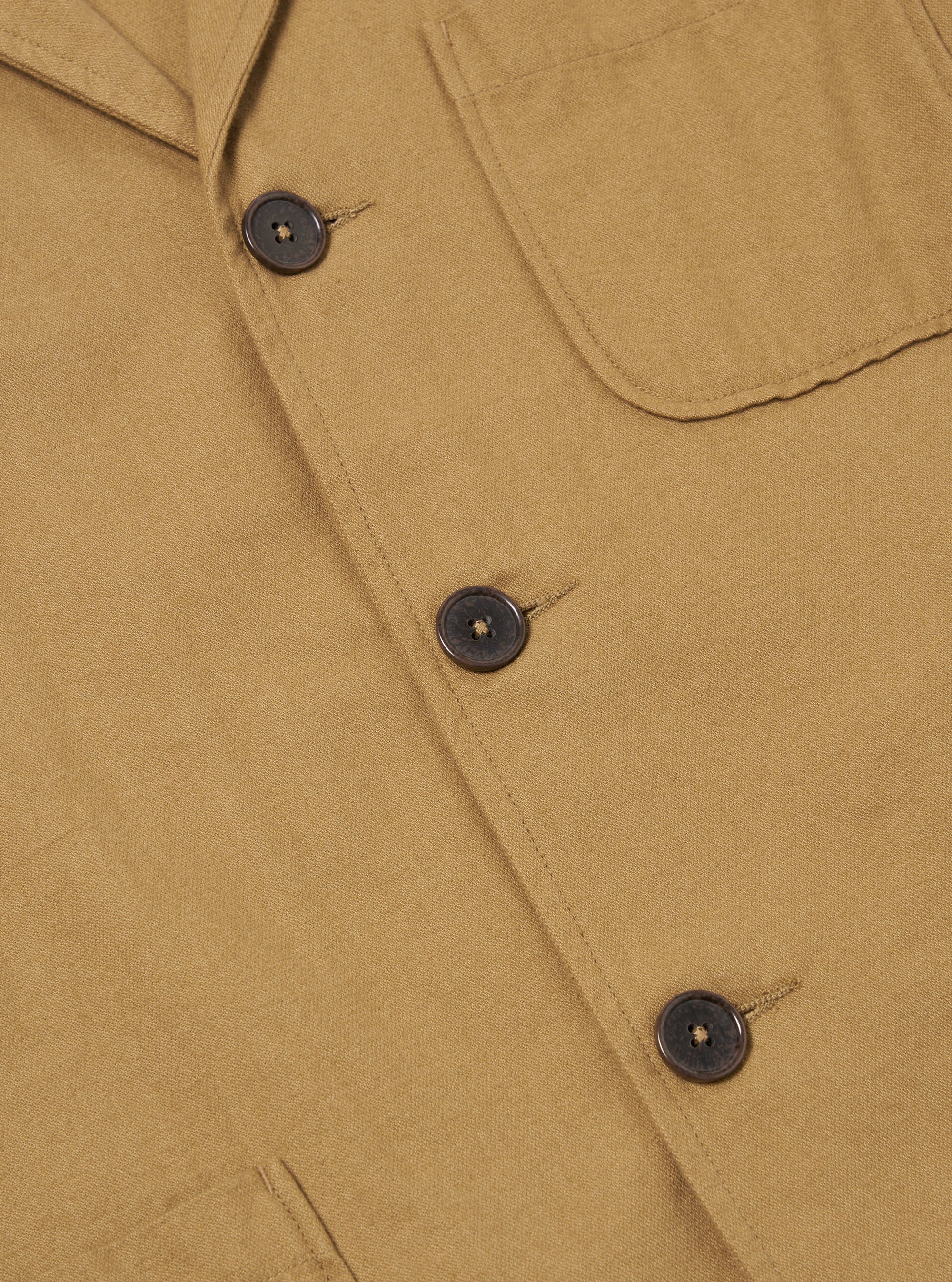 Universal Works Three Button Jacket in Sand Brushed Moleskin