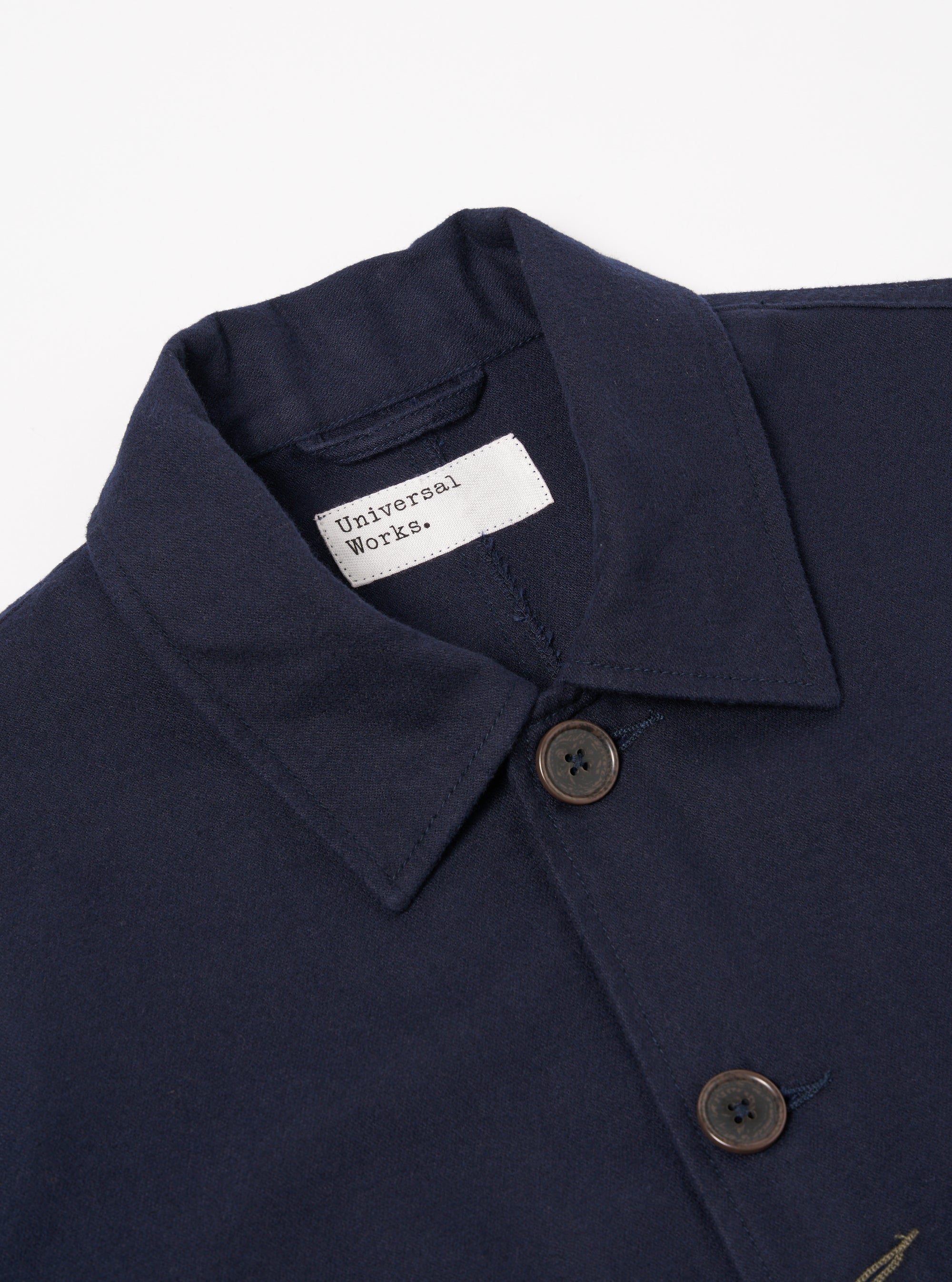 Universal Works Bakers Jacket in Navy Brushed Moleskin