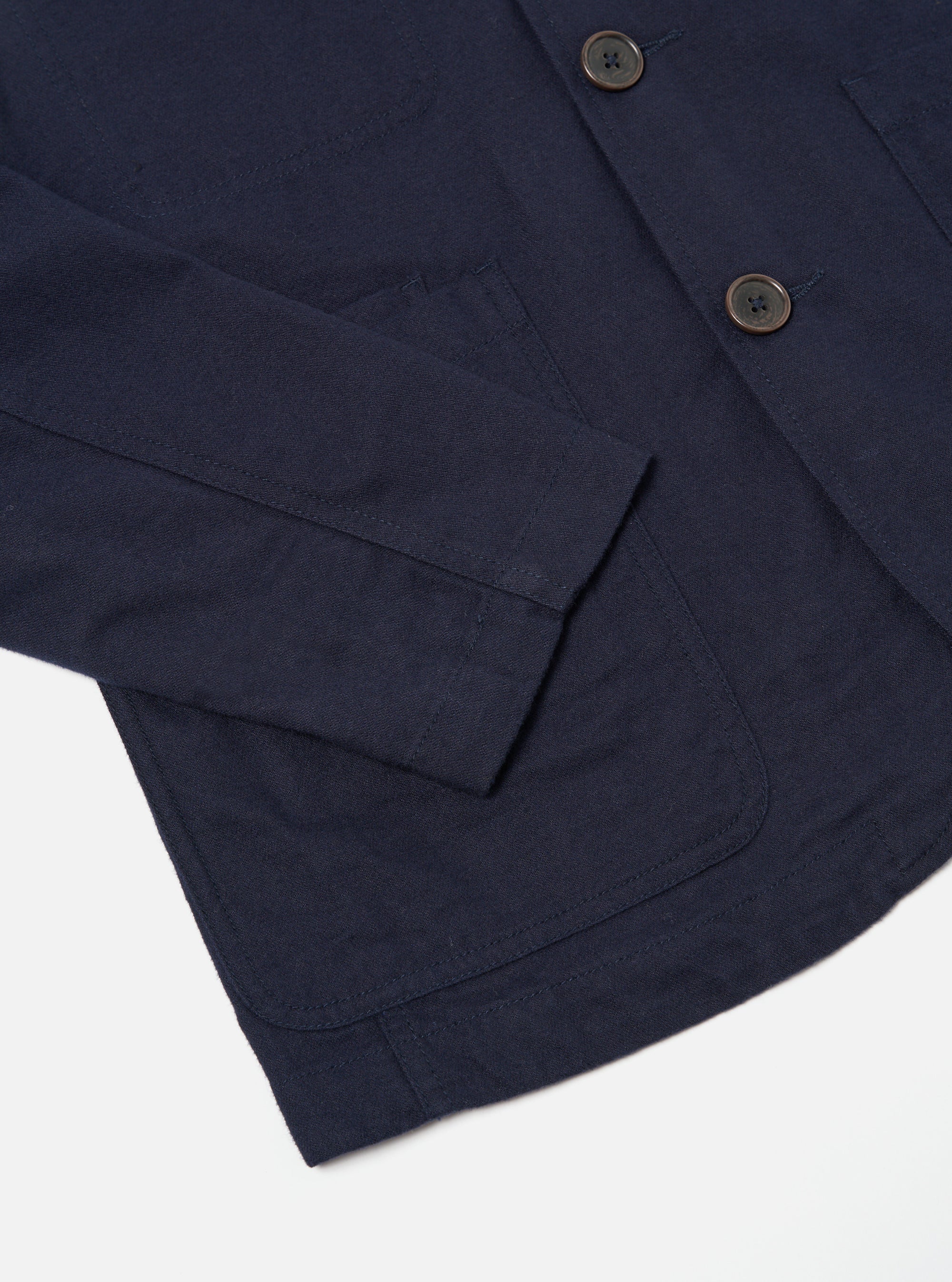 Universal Works Bakers Jacket in Navy Brushed Moleskin