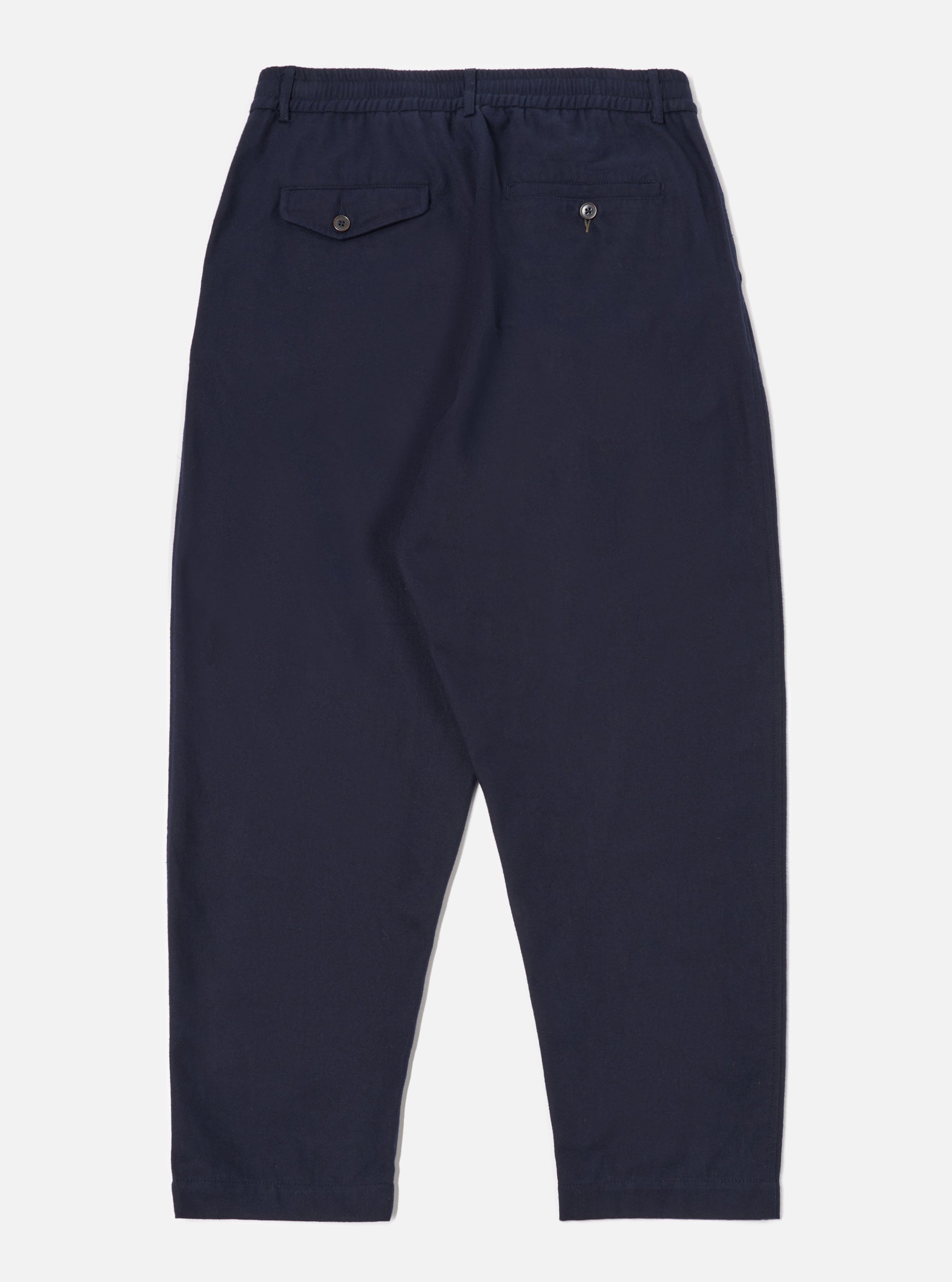 Universal Works Pleated Track Pant in Navy Brushed Moleskin