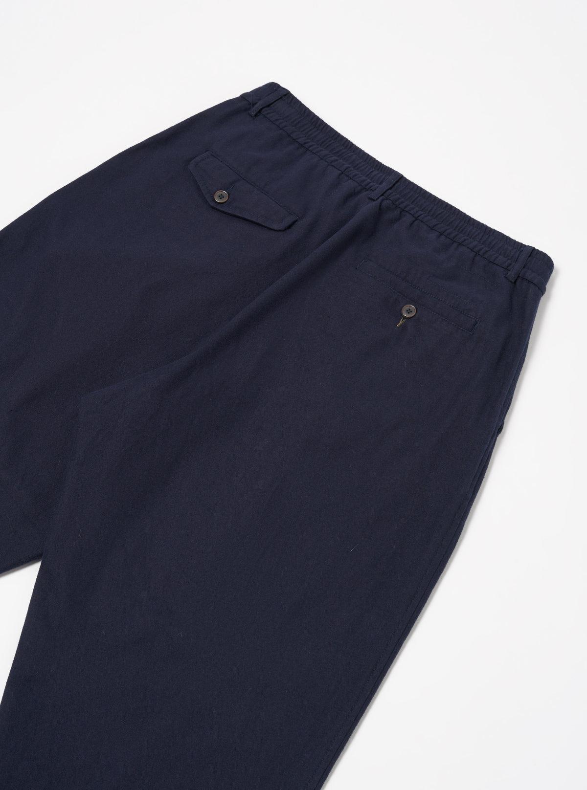 Universal Works Pleated Track Pant in Navy Brushed Moleskin