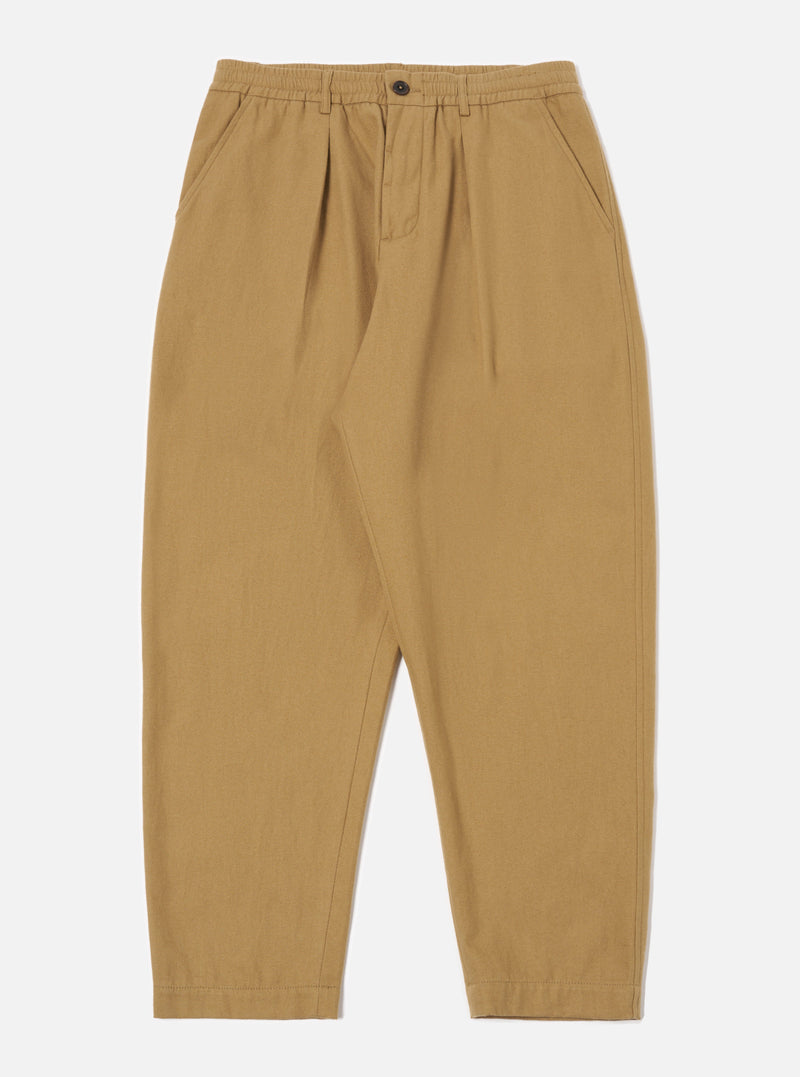 Universal Works Pleated Track Pant in Sand Brushed Moleskin