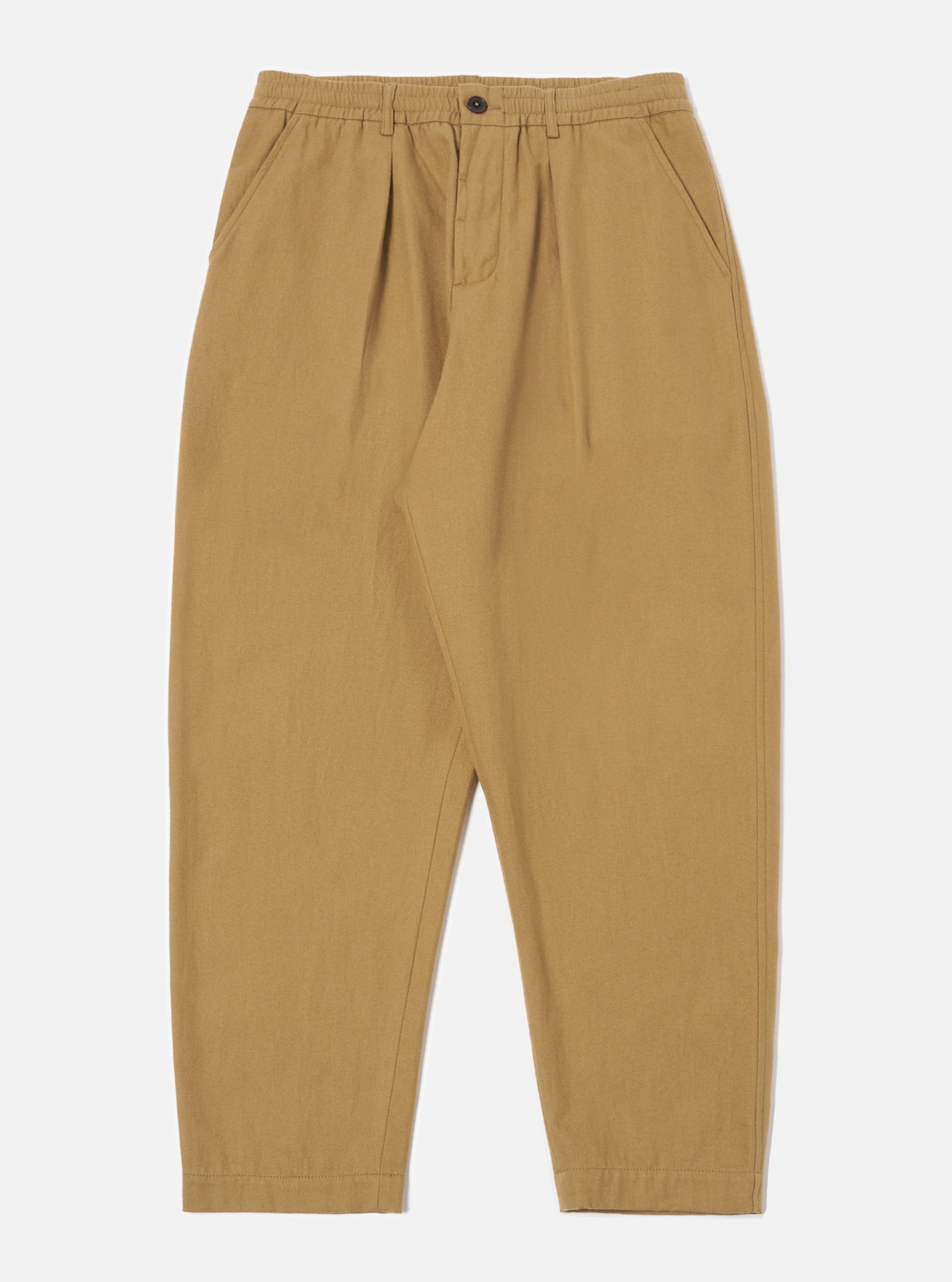 Universal Works Pleated Track Pant in Sand Brushed Moleskin