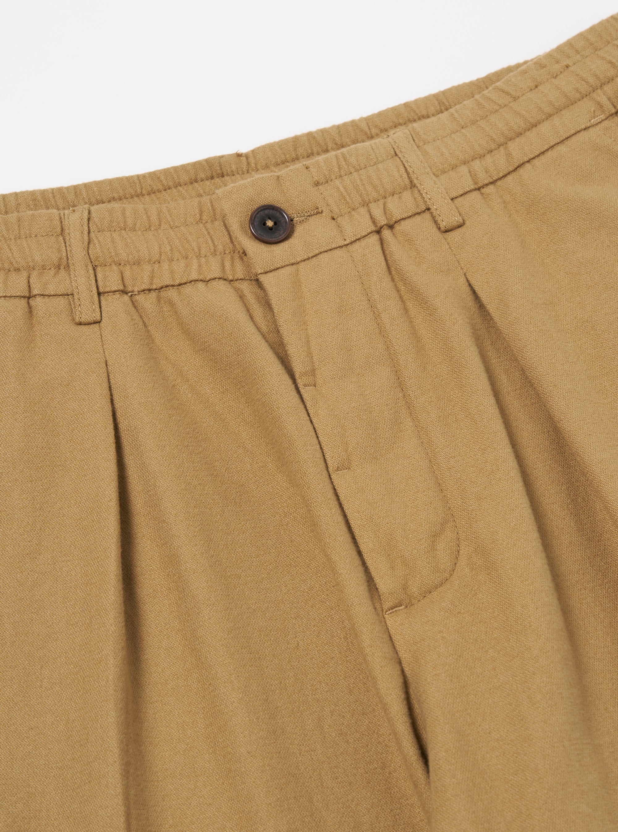 Universal Works Pleated Track Pant in Sand Brushed Moleskin