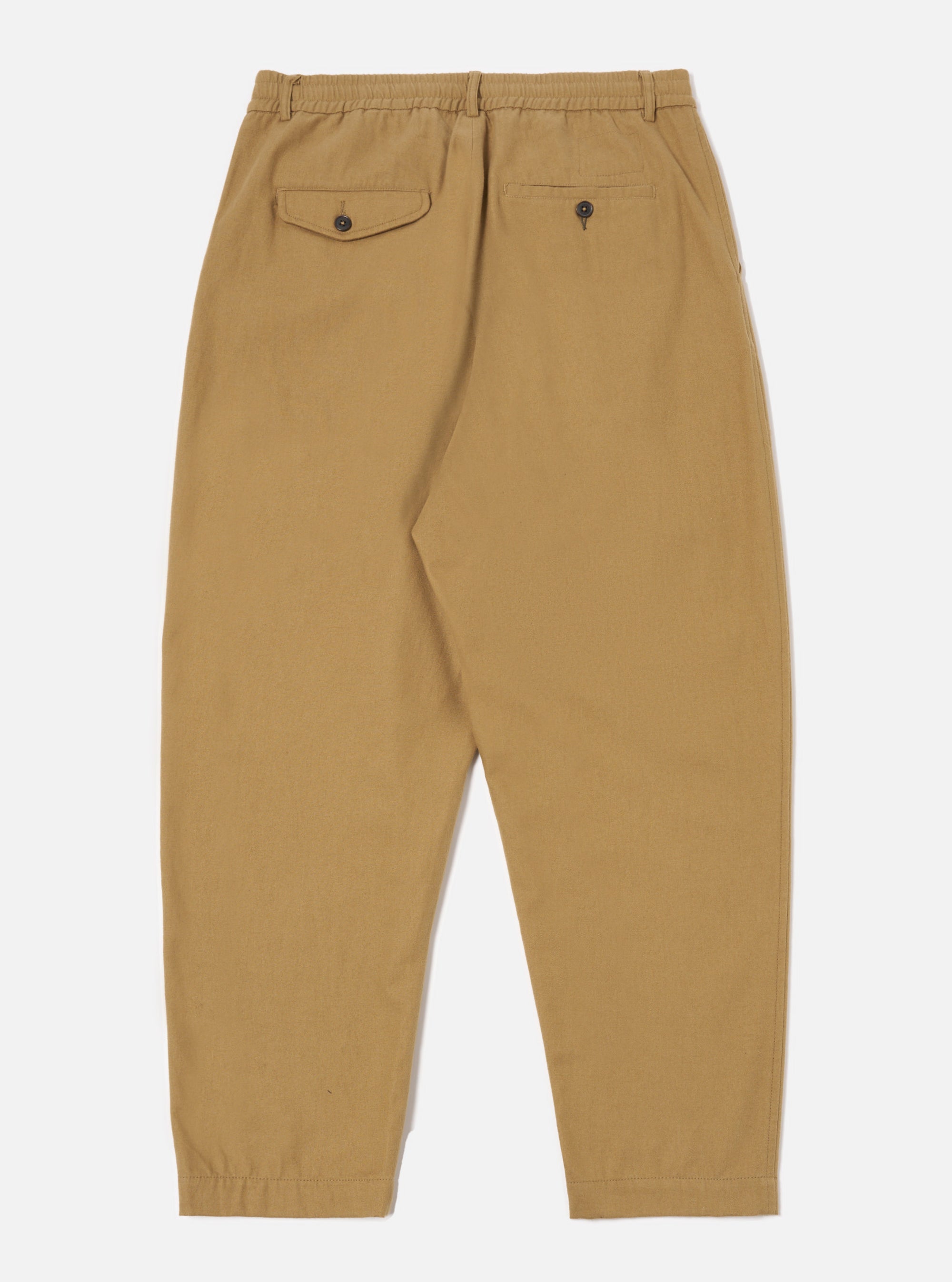 Universal Works Pleated Track Pant in Sand Brushed Moleskin