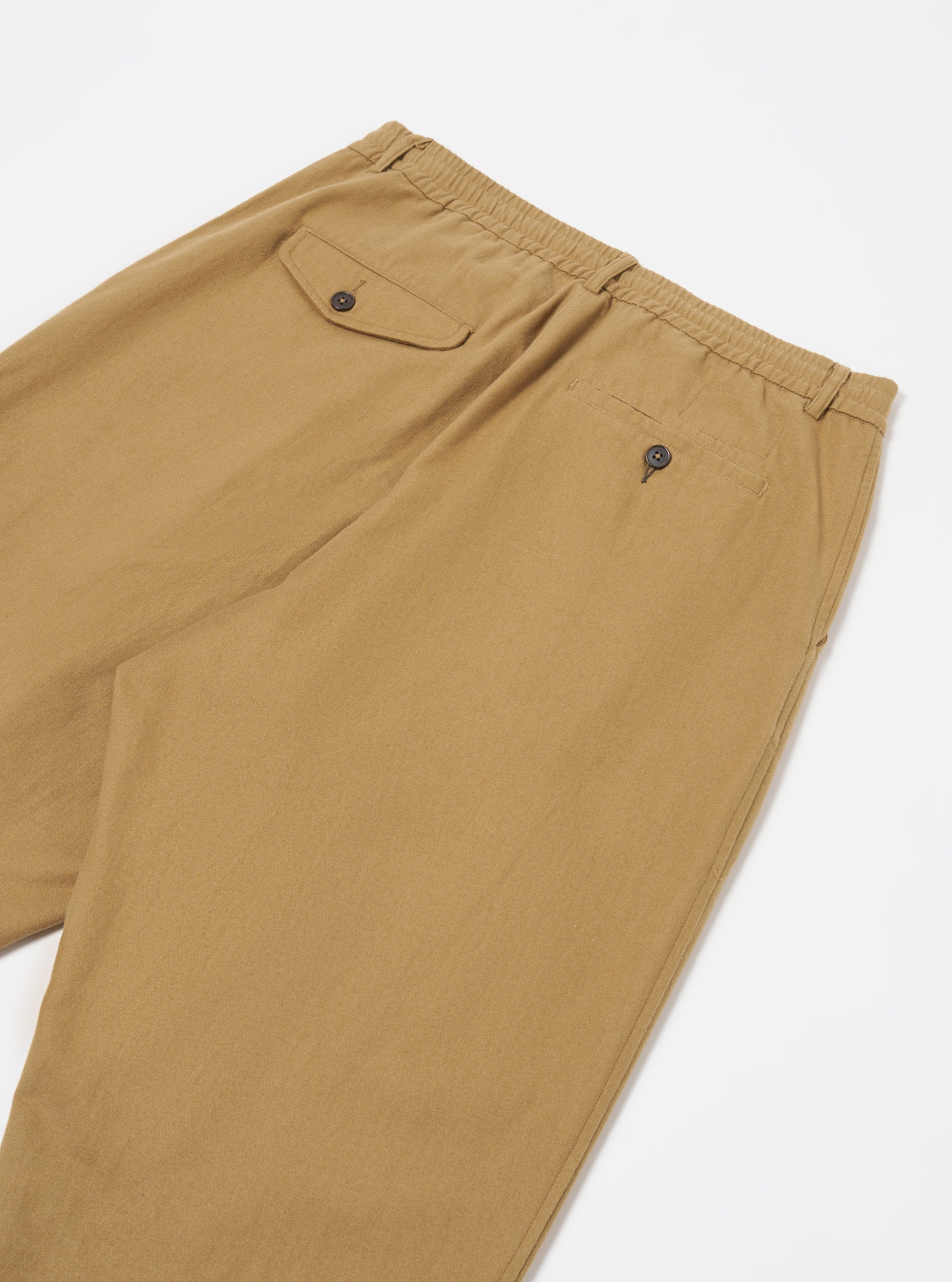 Universal Works Pleated Track Pant in Sand Brushed Moleskin