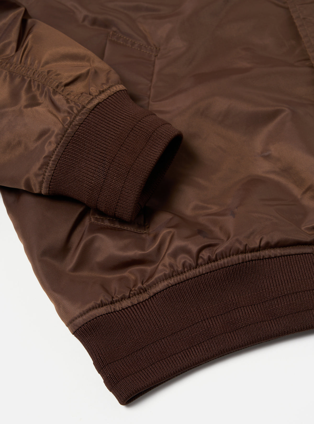 Universal Works Badge Bomber in Brown Flight Nylon