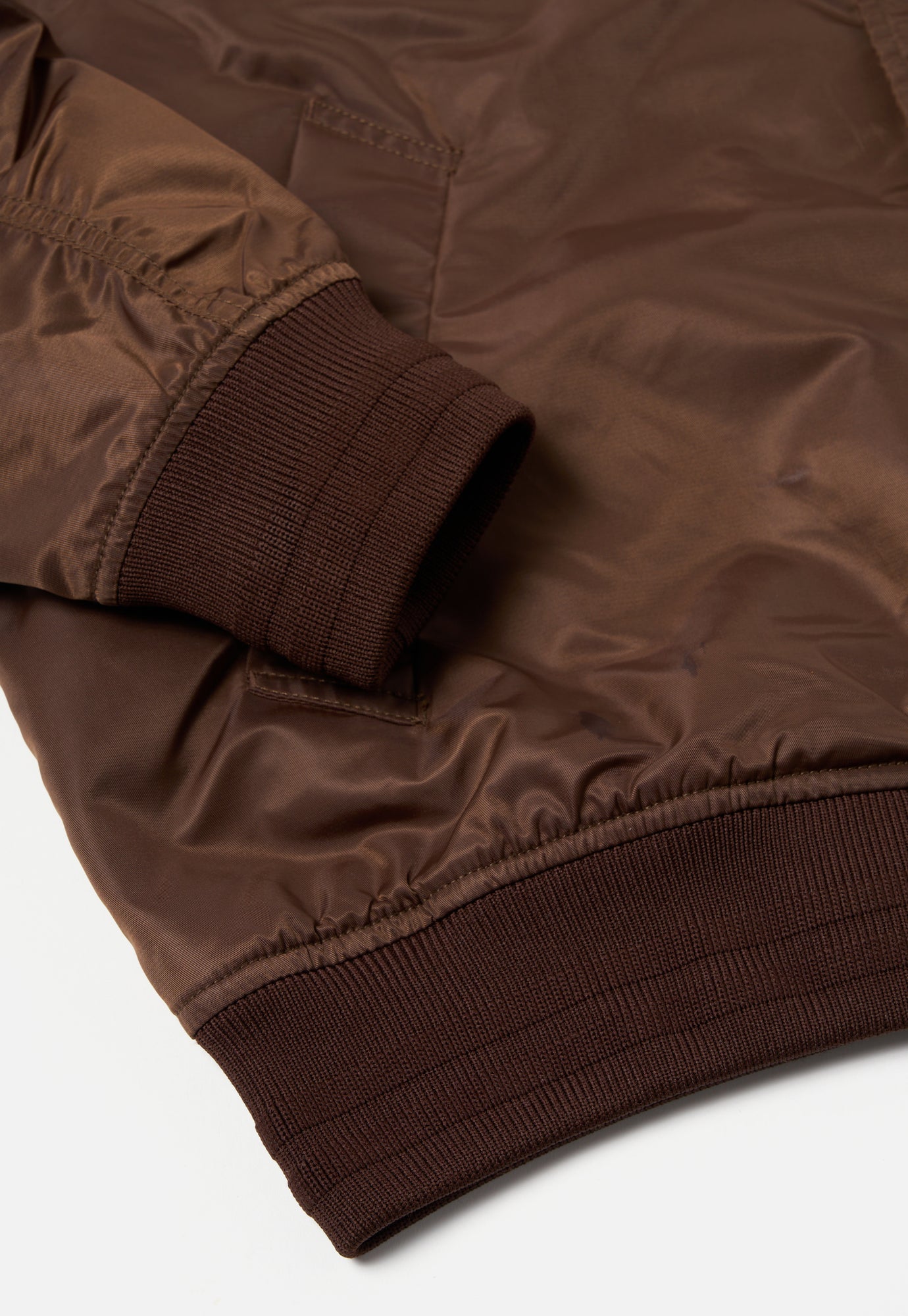 Universal Works Badge Bomber in Brown Flight Nylon