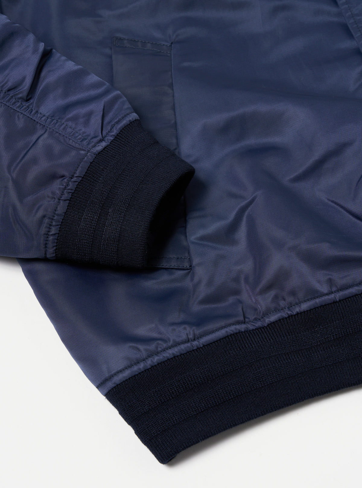 Universal Works Badge Bomber in Navy Flight Nylon