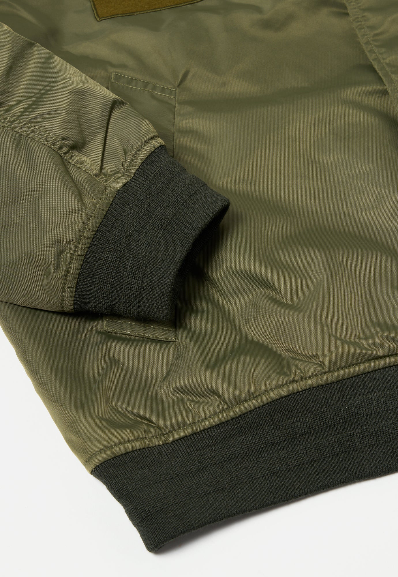 Universal Works Badge Bomber in Olive Flight Nylon