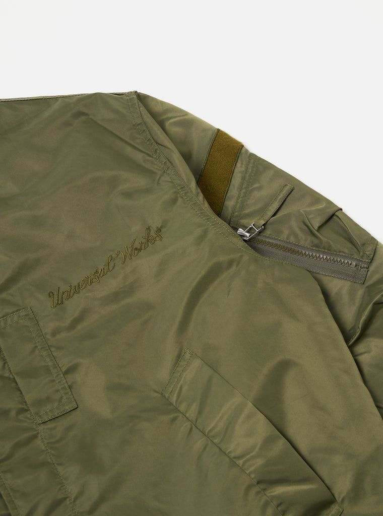 Universal Works Badge Bomber in Olive Flight Nylon