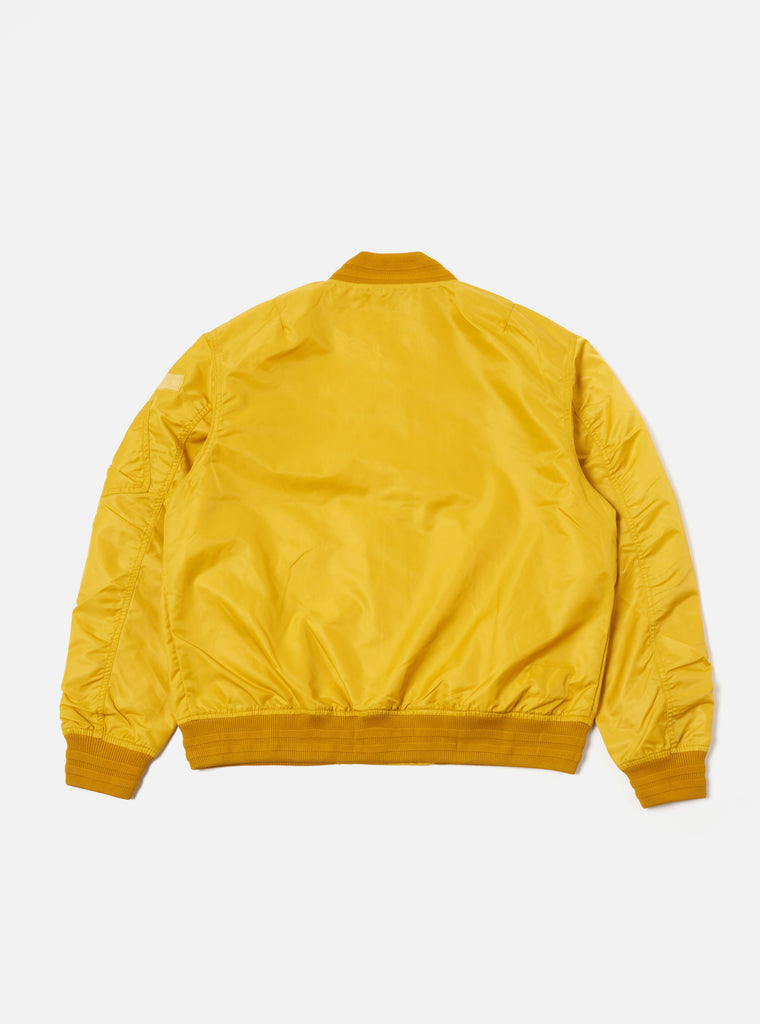 Universal Works Badge Bomber in Yellow Flight Nylon