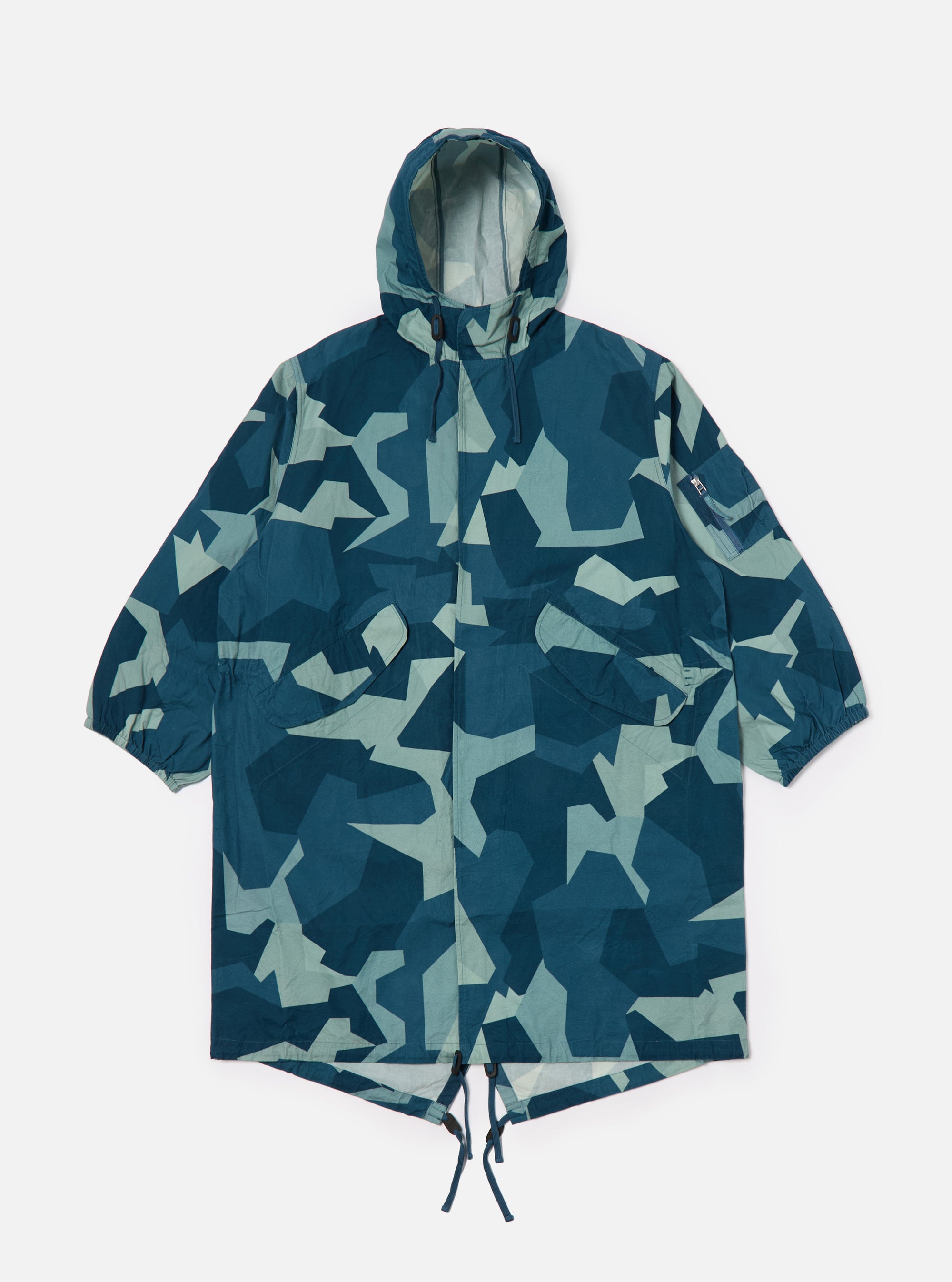 Universal Works Beach Parka in Blue Swedish Camo