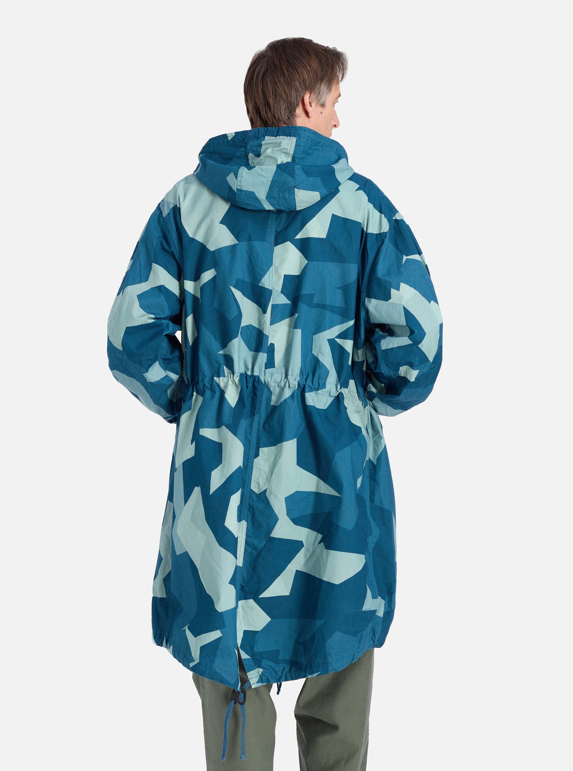 Universal Works Beach Parka in Blue Swedish Camo