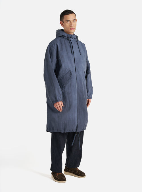 Universal Works Beach Parka in Navy Recycled Splash Nylon