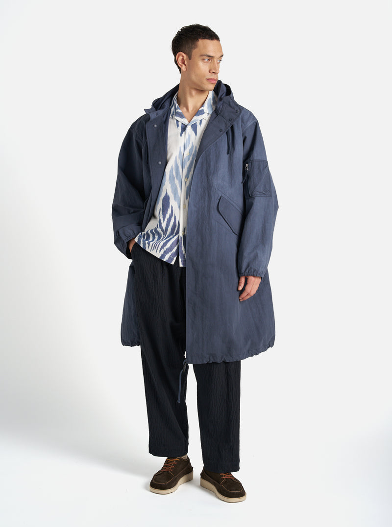 Universal Works Beach Parka in Navy Recycled Splash Nylon