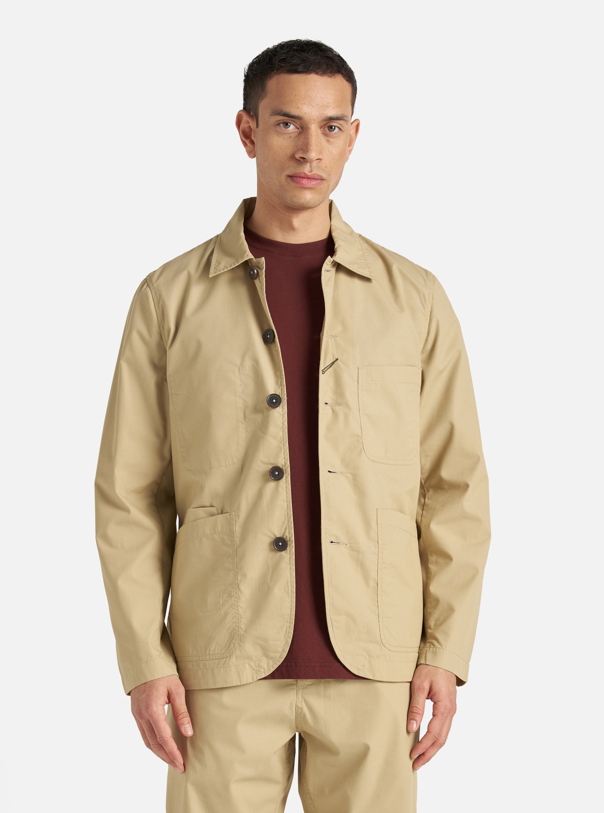 Universal Works Bakers Jacket in Sand Recycled Polytech