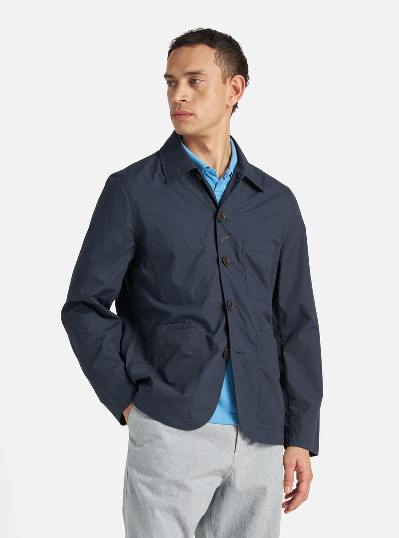 Universal Works Bakers Jacket in Navy Recycled Polytech
