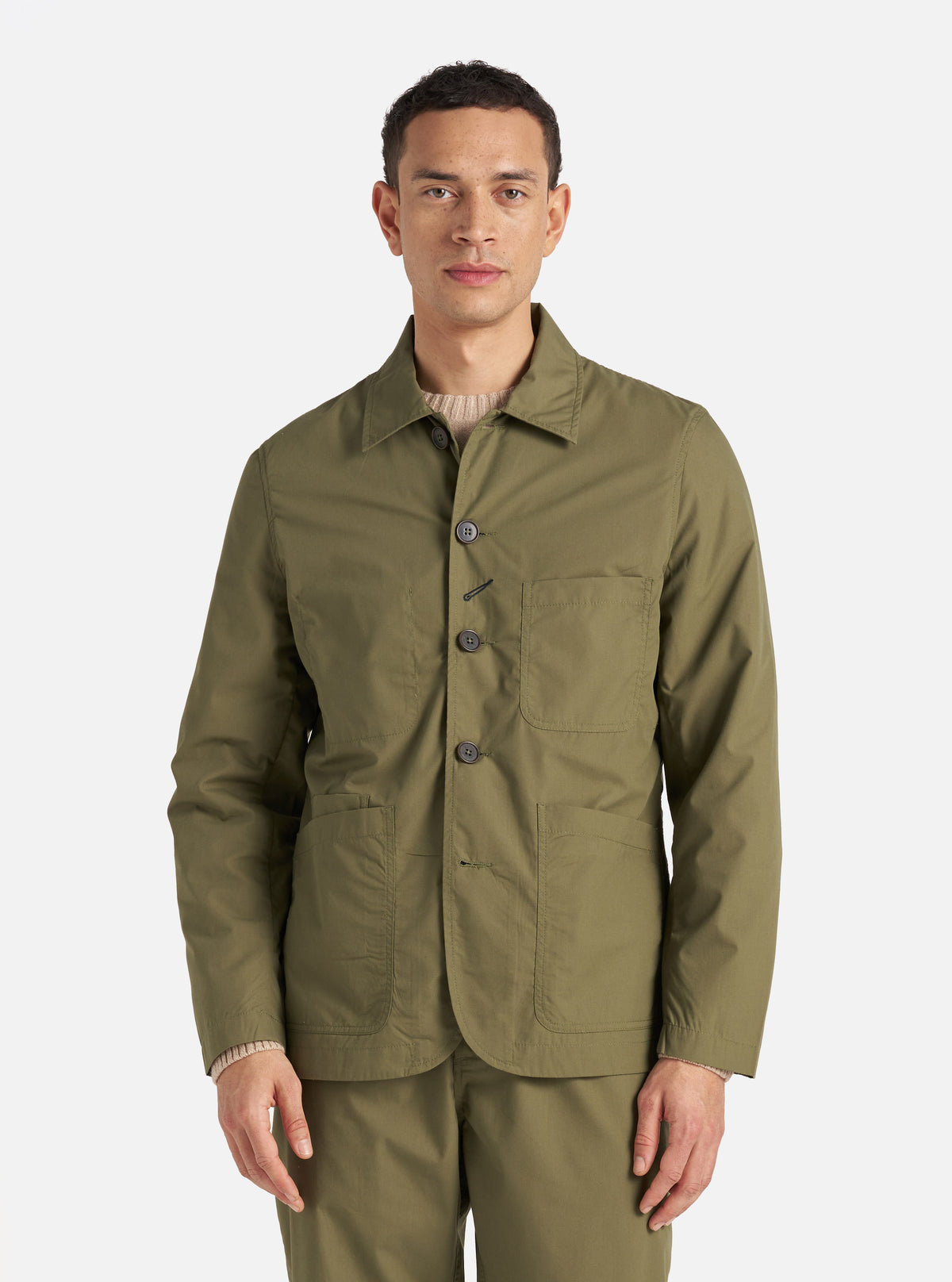 Universal Works Bakers Jacket in Olive Recycled Polytech