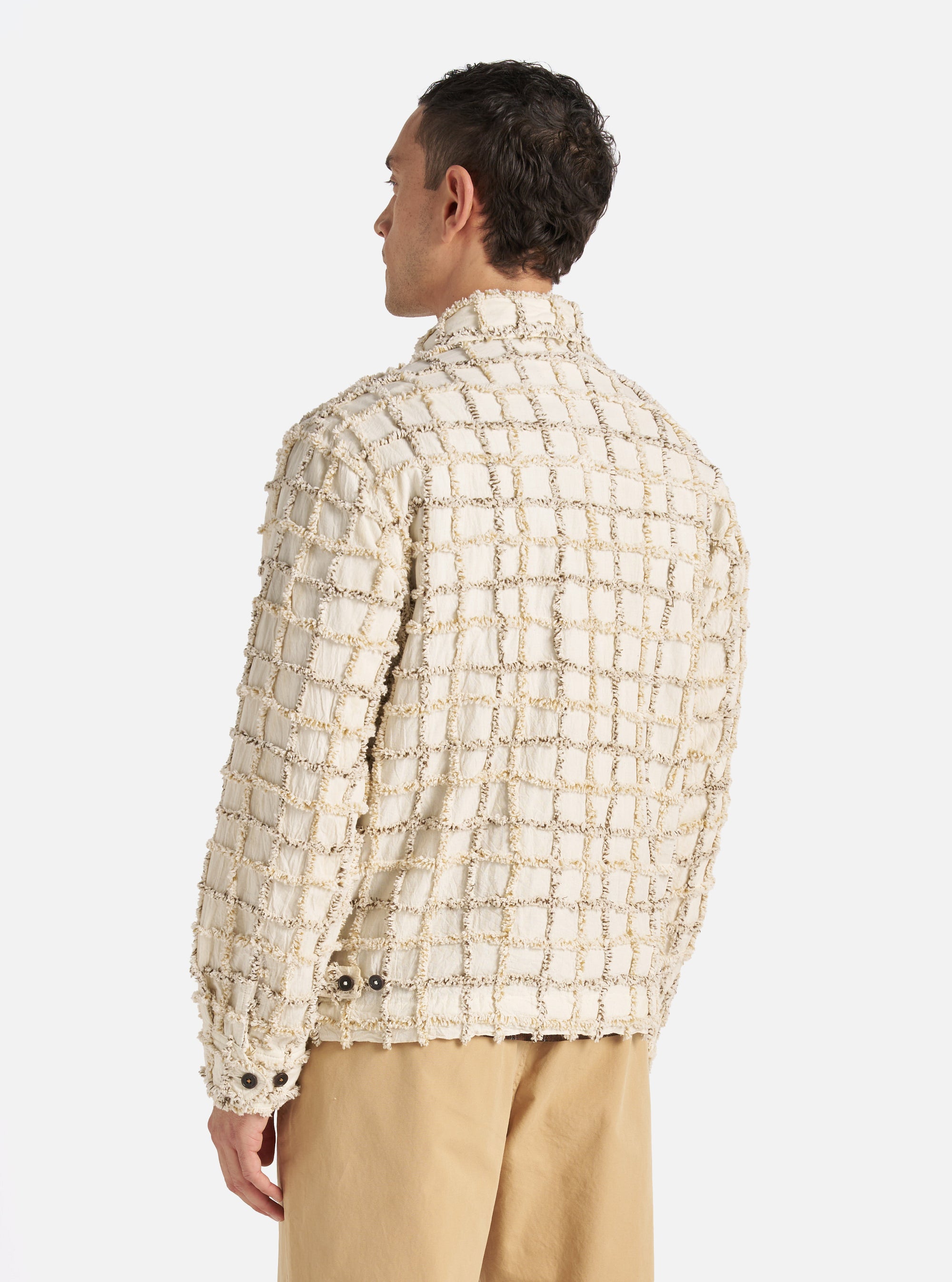 Universal Works Windcheater Jacket in Ecru 3D Check