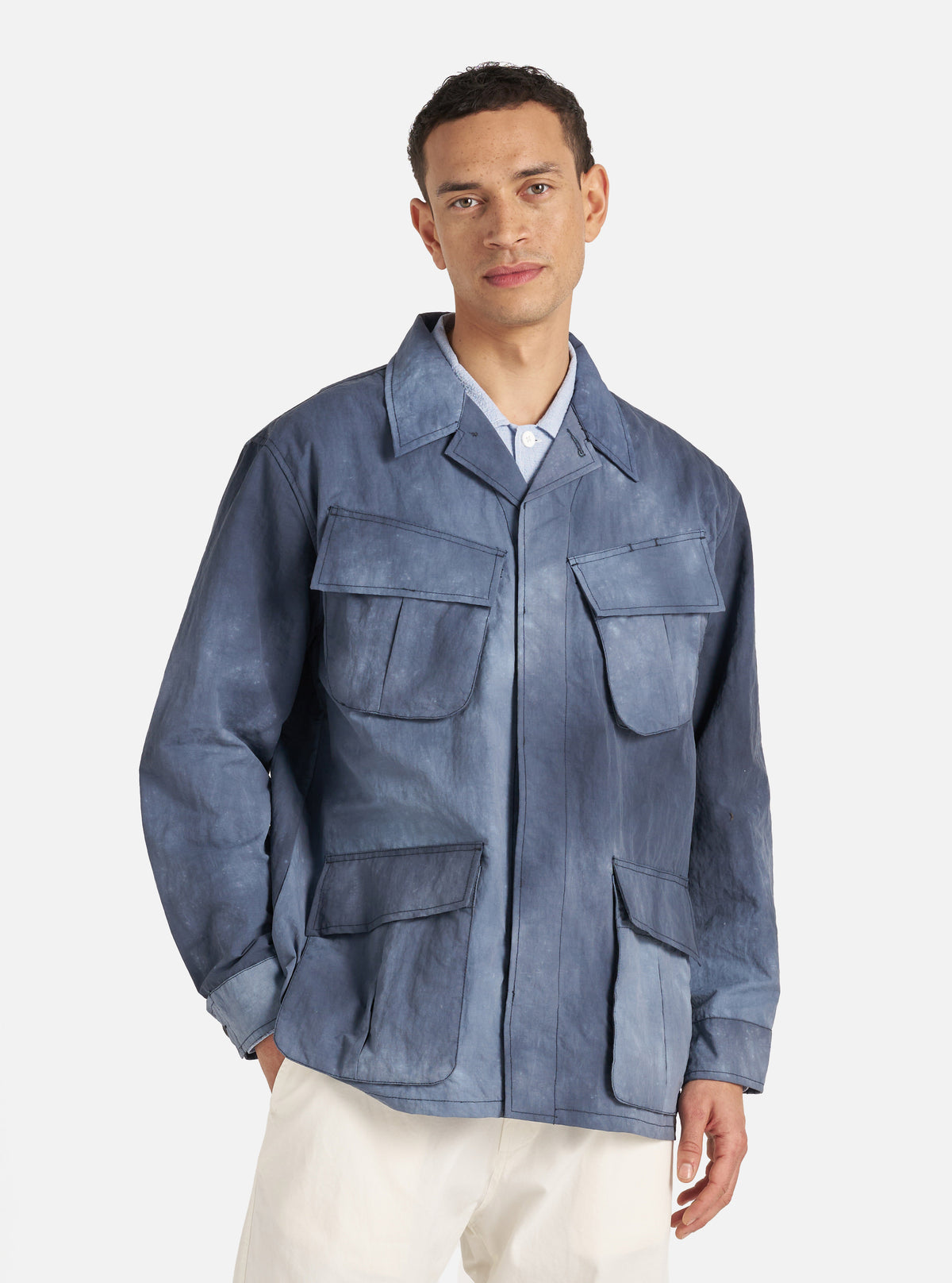 Universal Works Jungle Jacket in Navy Recycled Splash Nylon