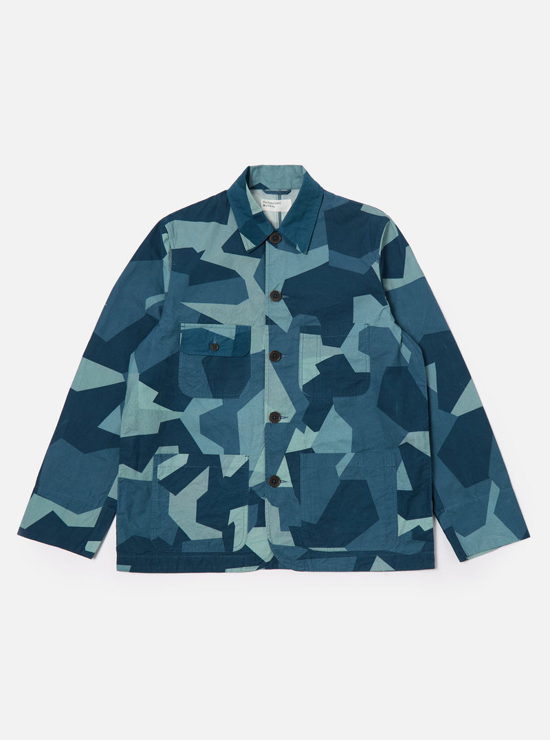 Universal Works Merchant Jacket in Blue Swedish Camo